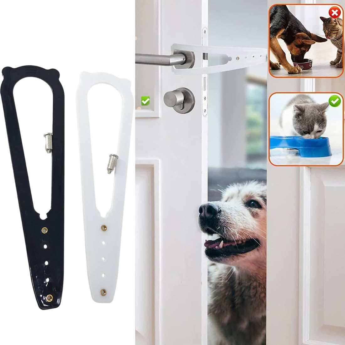 Pack of 2 Adjustable Door Straps, Door Latch Cat, Keep the Dog Away from the Litter Box and Prevent the Door from Closing, Cat Door Latch, Adjustable Cat Door Alternative image number 3