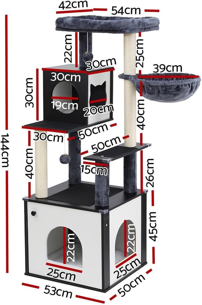 I.Pet Cat Tree Tower Scratching Post Scratcher 144Cm Wood Bed Condo House image number 5