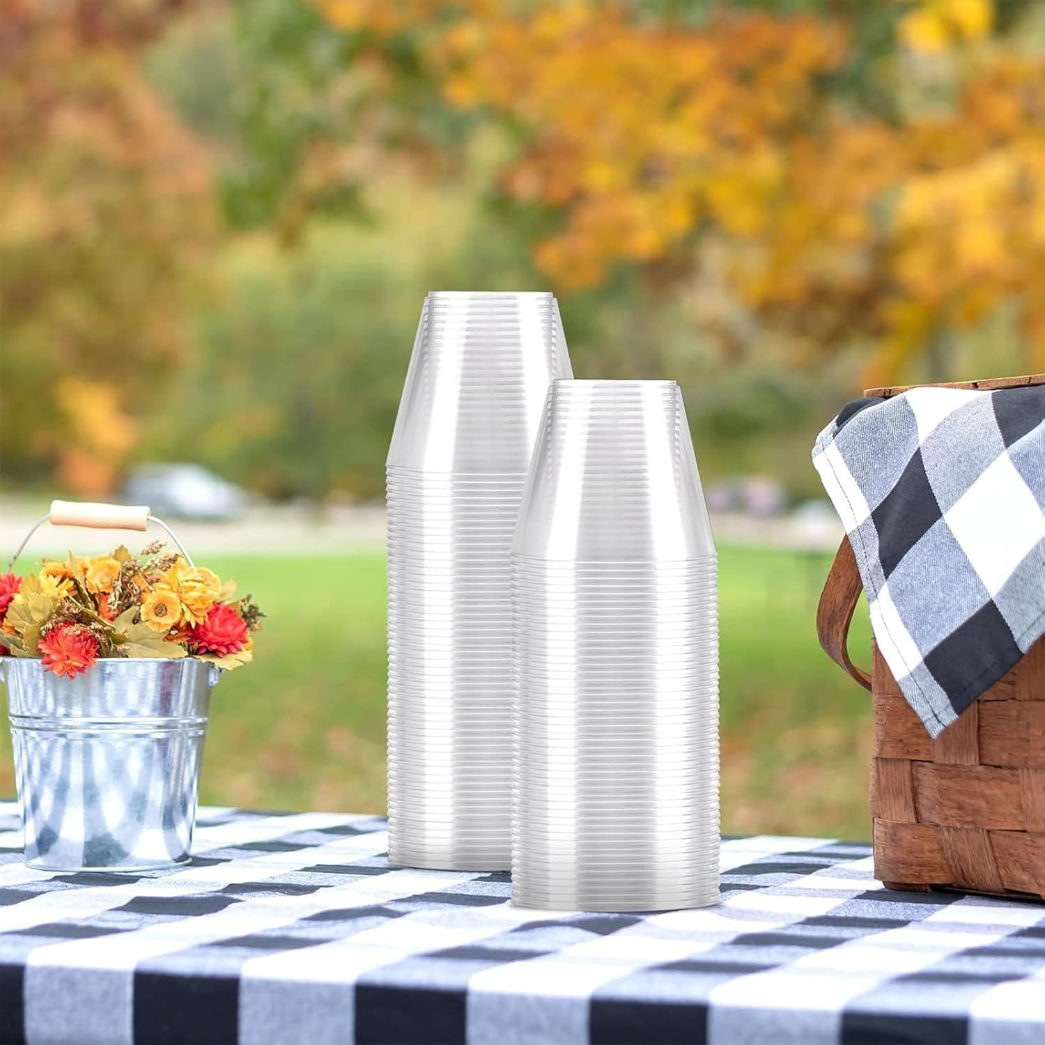 100 PCS Champagne Gold Cups, 9 Oz Elegant Reuse Wine Glasses Cups image number 3