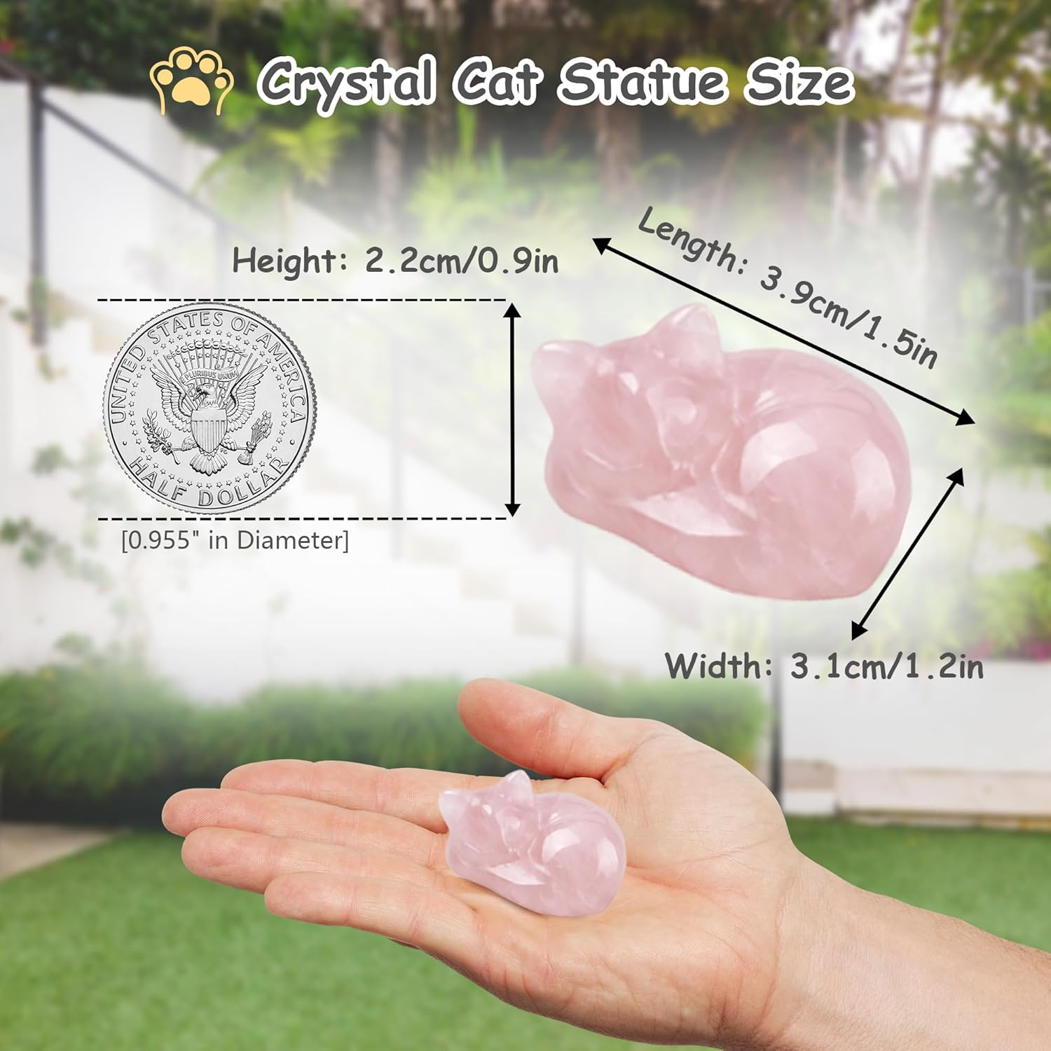 Crystal Cat Statue Decor, Healing Crystal Sleeping Cat Figurines, Cat Gifts for Women, Cute Desk Decor, Cat Sculpture Office Decor, Lucky Kitten Decoration for Cat Lover (Pink) image number 4