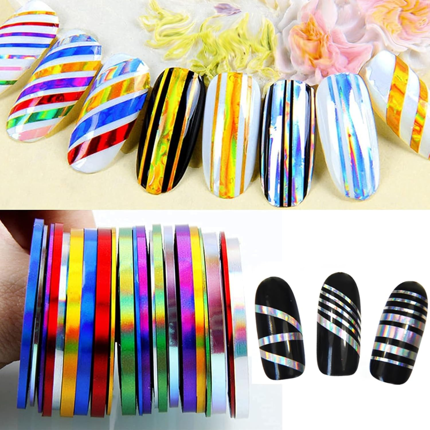 36 Pcs 1Mm 2Mm 3Mm Popular Nail Striping Tape Line for Nails Decorations Diy Nail Art Self-Adhesive Decal Tools image number 4