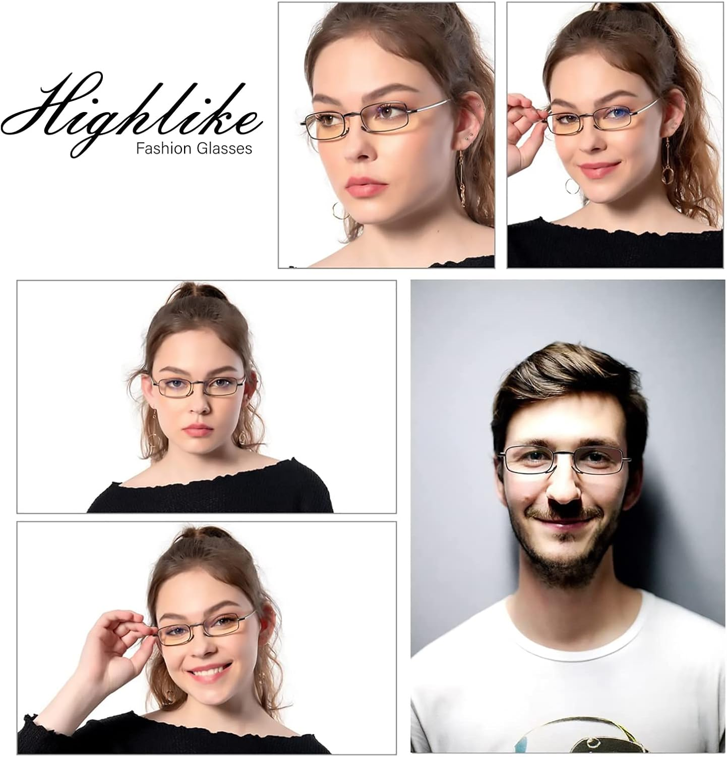 HIGHLIKE Hard Cases Folding Reading Glasses, Pocket Wallet Purse Compact Spring Hinge Readers, Transparent Clear Lens image number 2