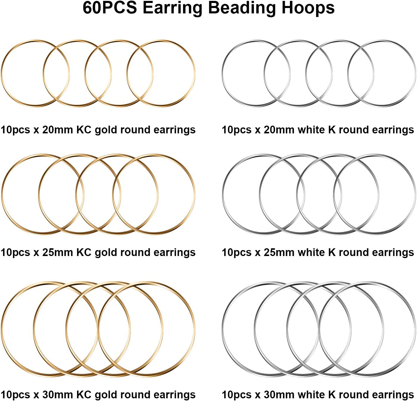 Earrings Beading Hoop,Topbine Earring Finding round Making Hoop Earring Bulk Open Bezel Pendant Frame for DIY Jewelry Making (Round 60Pcs (20/25/30Mm)) image number 6