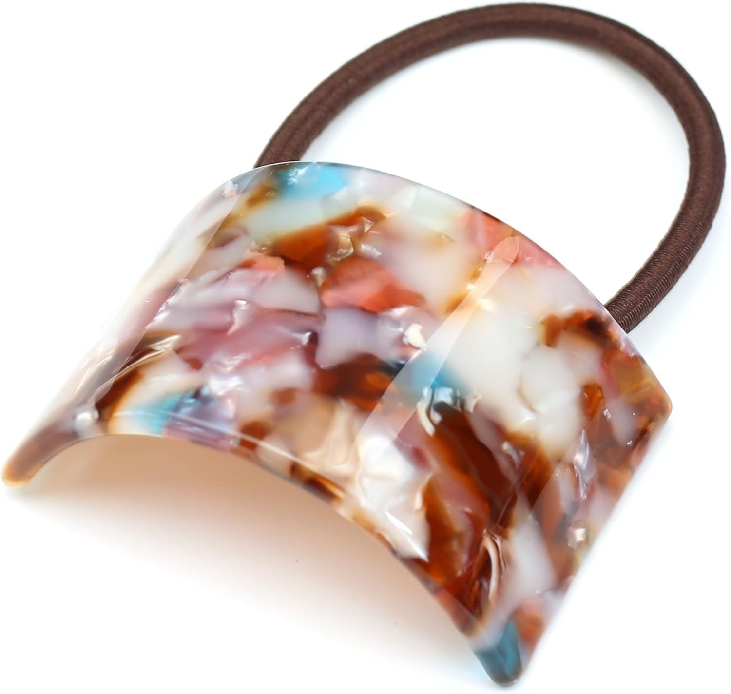 Qingoo Cellulose Acetate Elastic Hair Band Ponytail Holder Women'S Hair Accessories Headdress Elegant Hair Accessory 1 Piece (Checker)