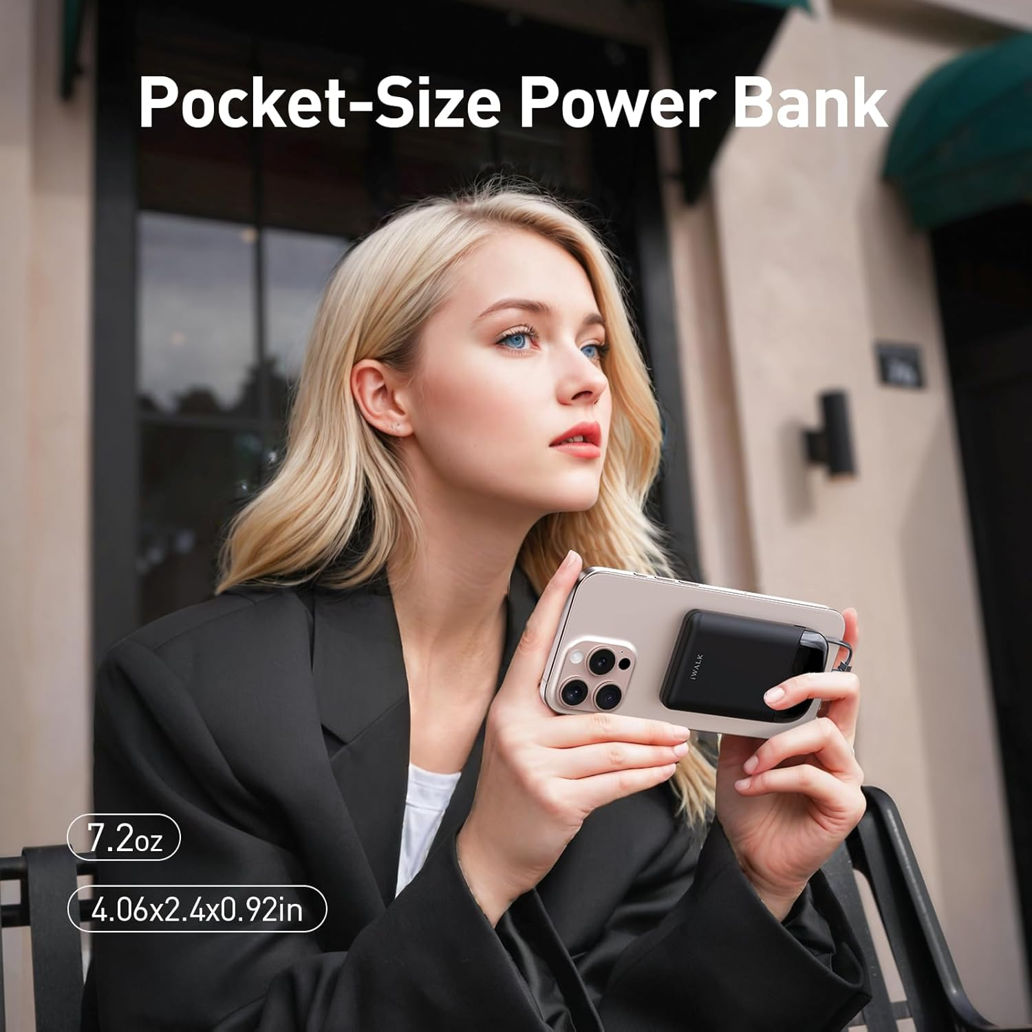 Iwalk 10,000Mah Magnetic Portable Charger, Wireless Mini Power Bank,40W Max Fast Charging Battery Pack with Built-In USB-C Cable Compatible with Iphone 16/15 Series, Airpods, Samsung S25 Series,Black image number 3