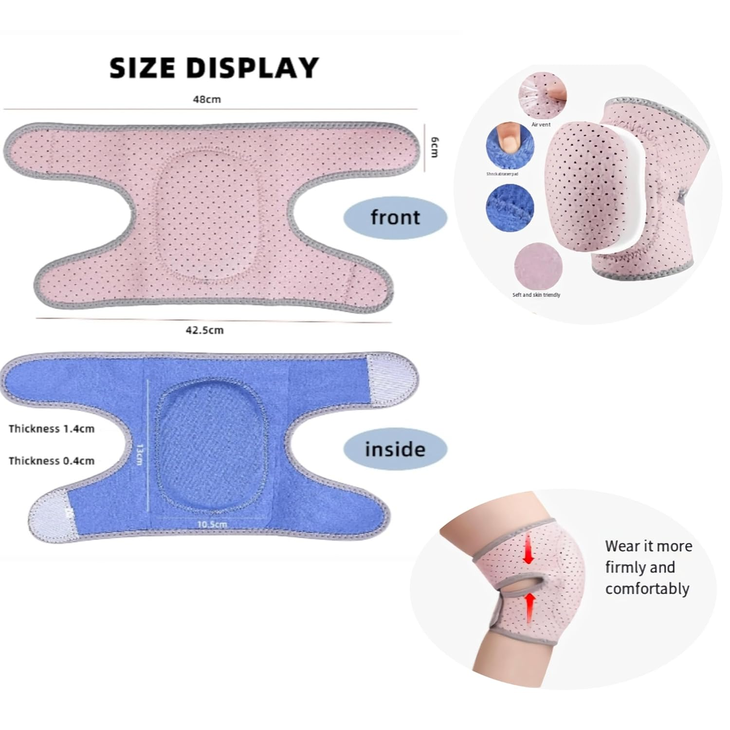 Breathable Knee Support Brace - Adjustable & Comfortable for Sports, Daily, Dance Use, Breathable Knee Support Sleeve, Perforated Design, Pink, 2-Pack AUPOINT image number 4