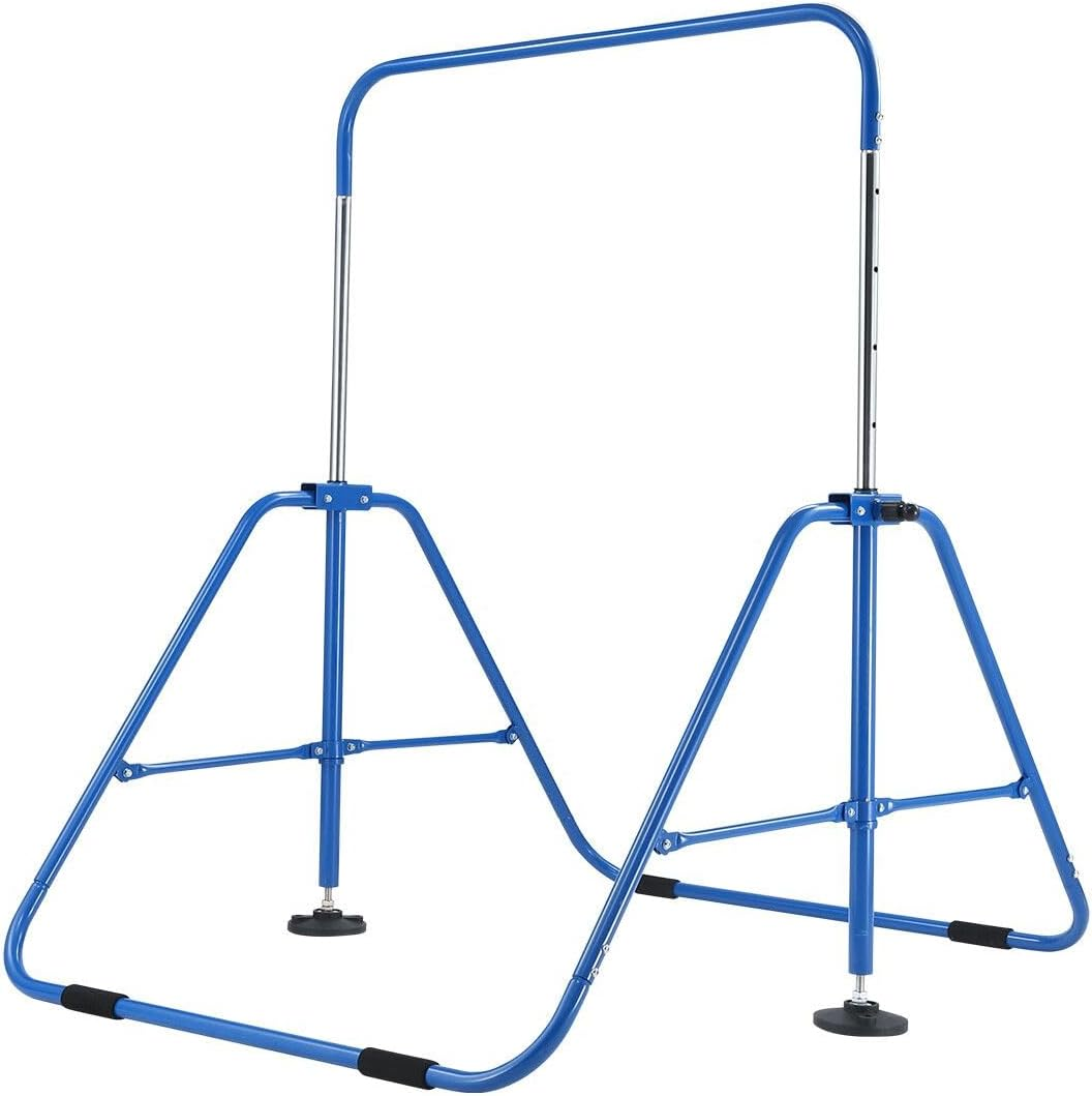 Genki Expandable Gymnastics Bars, Adjustable Height Gymnastic Horizontal Bars,Junior Climbing Frame Training Bar Children Folding Training Monkey Bars for Kids,Pink&hellip;