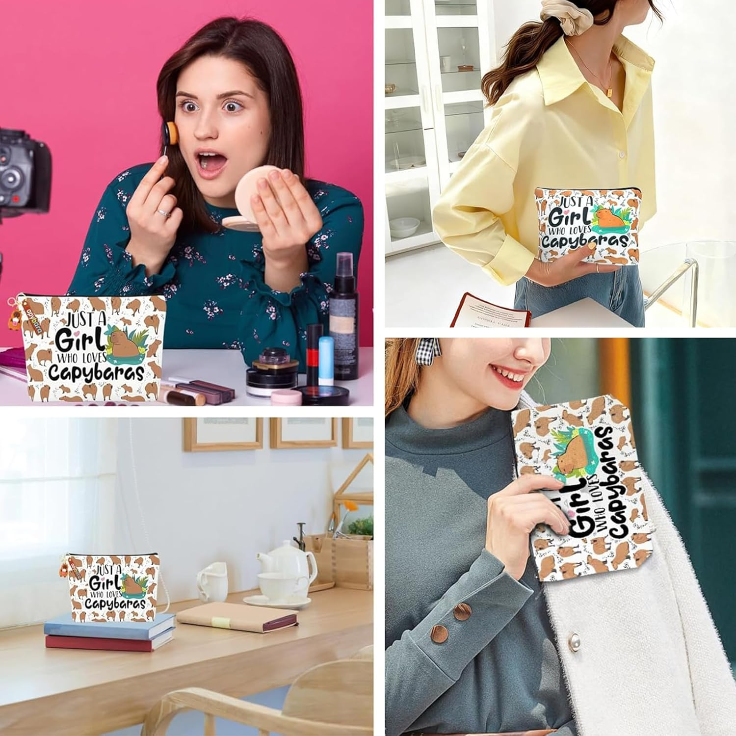 MOLIMOLI Capybara Make-Up Bag, 3D Print Design, 25 X 17 X 6 Cm, Canvas Toiletry Bag, Portable for Travel and Everyday Use