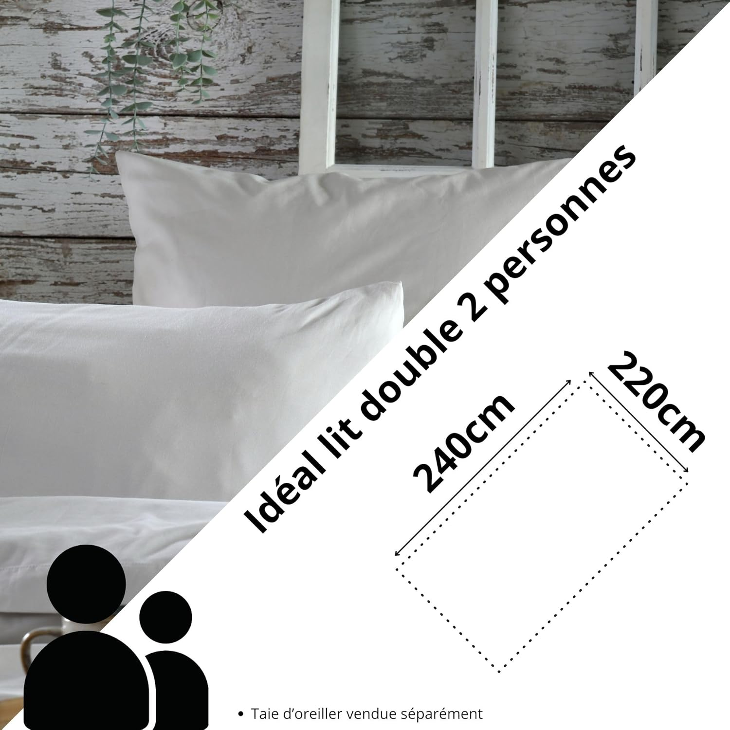 STOF Duvet Cover - Size 240 X 220 Cm - Quality Cotton Percale - 100% Cotton, Oeko-Tex Certified - Linen Colour - Elys&eacute;e Model - Bed Linen for House, Double Bed - 2 People image number 1