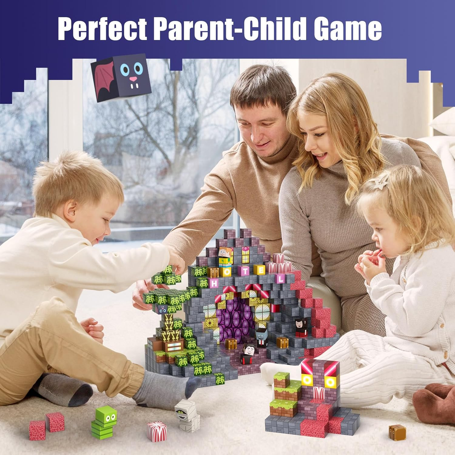 Magnetic Blocks - 198PCS Magnetic Building Cubes with Lights,Kids STEM Montessori Sensory Toys Kit, Creative Christmas Birthday Gifts for Boys & Girls Ages 5+