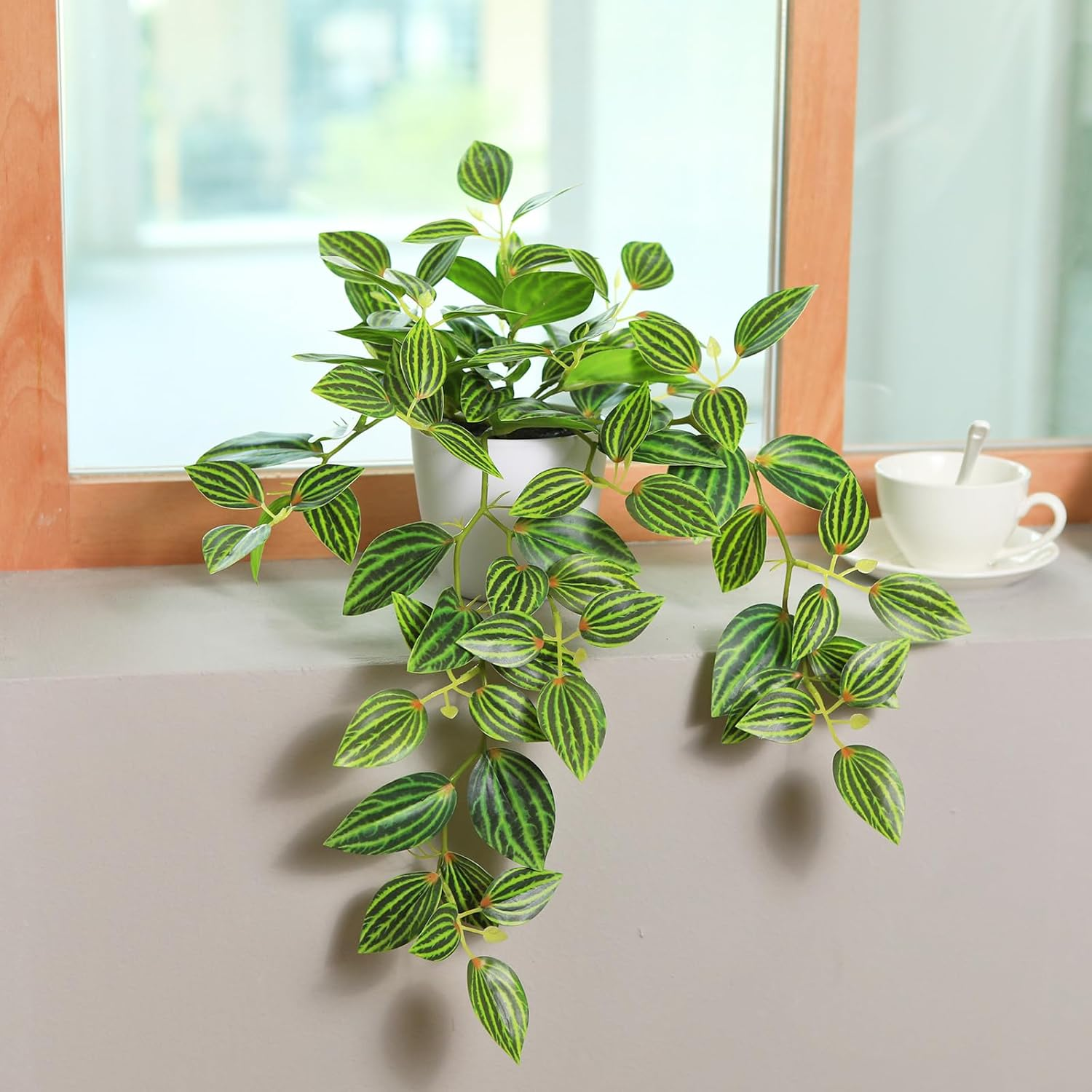Artificial Plants,15 Inch Fake Mini Artificial Greenery Potted Plants,Faux Hanging Plants for Wall Room Home Indoor Outdoor Shelf Decoration image number 2