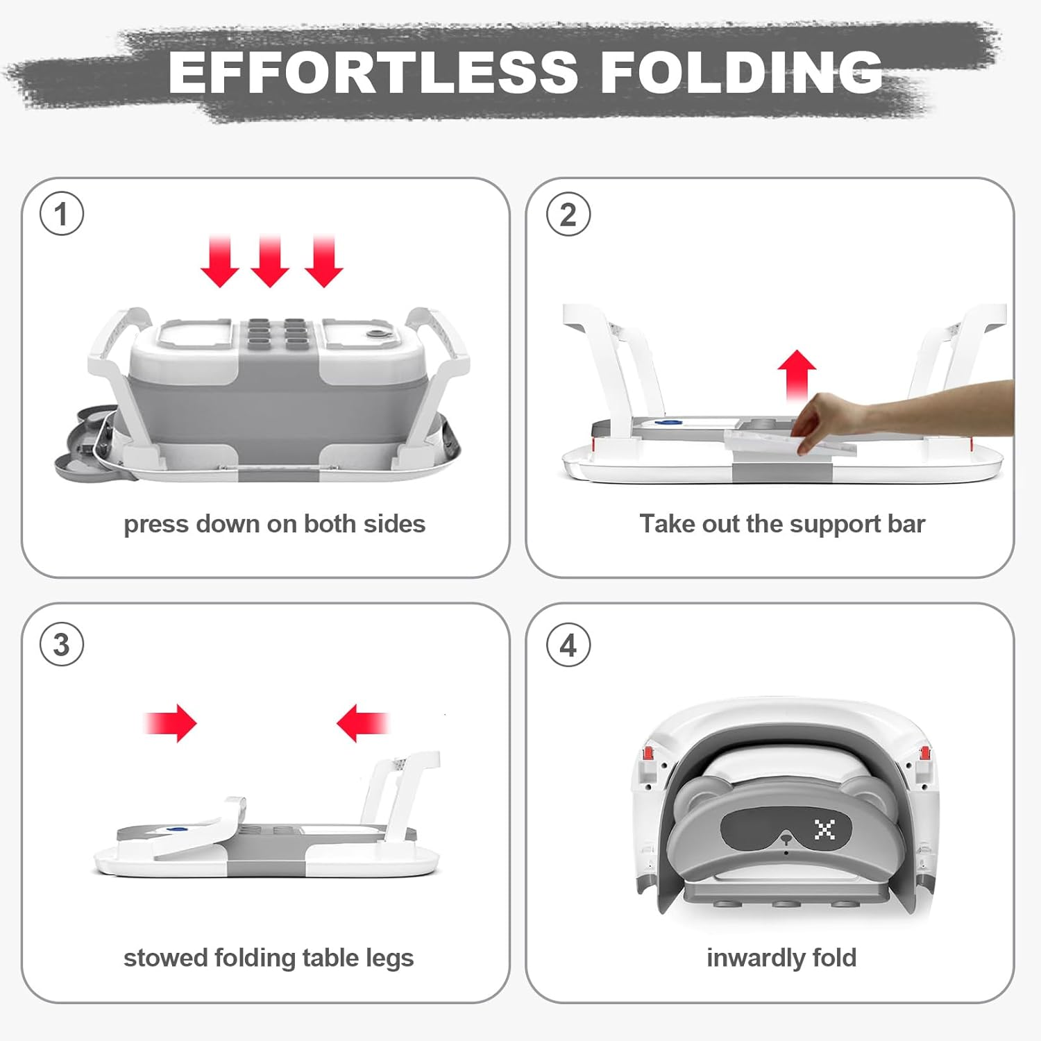 STEUGO Baby Bath Tub for Newborn with Seat Support Cushion Stand with Soft Cushion Baby Bathtub Newborn Totoddl Bath Tub for Baby 0-3 Years Travel Portable Bathtub（Grey） image number 3