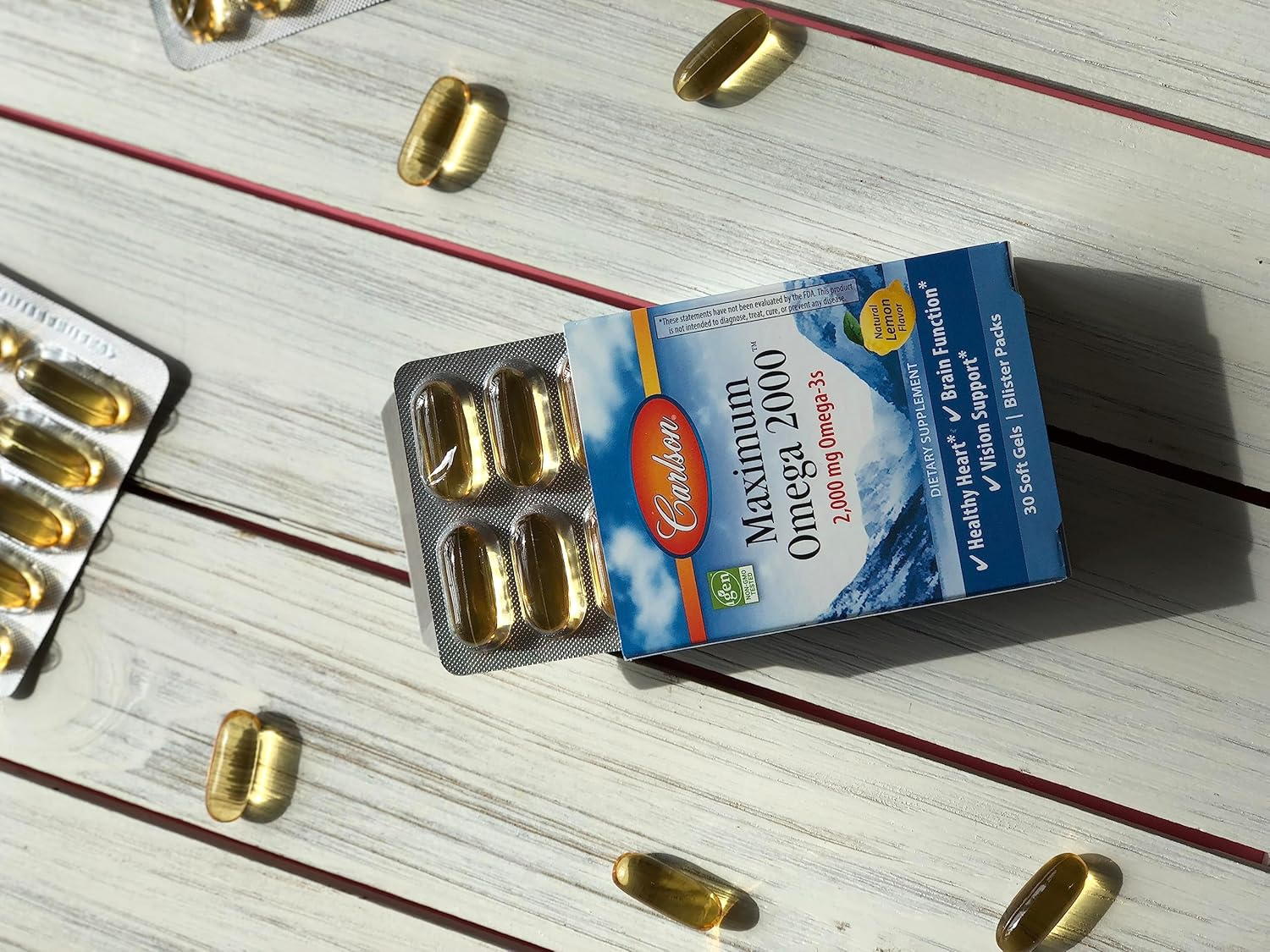 Carlson Labs - Maximum Omega 2000 Travel Pack Natural Lemon 2000 Mg. - 30 Softgels image number 1