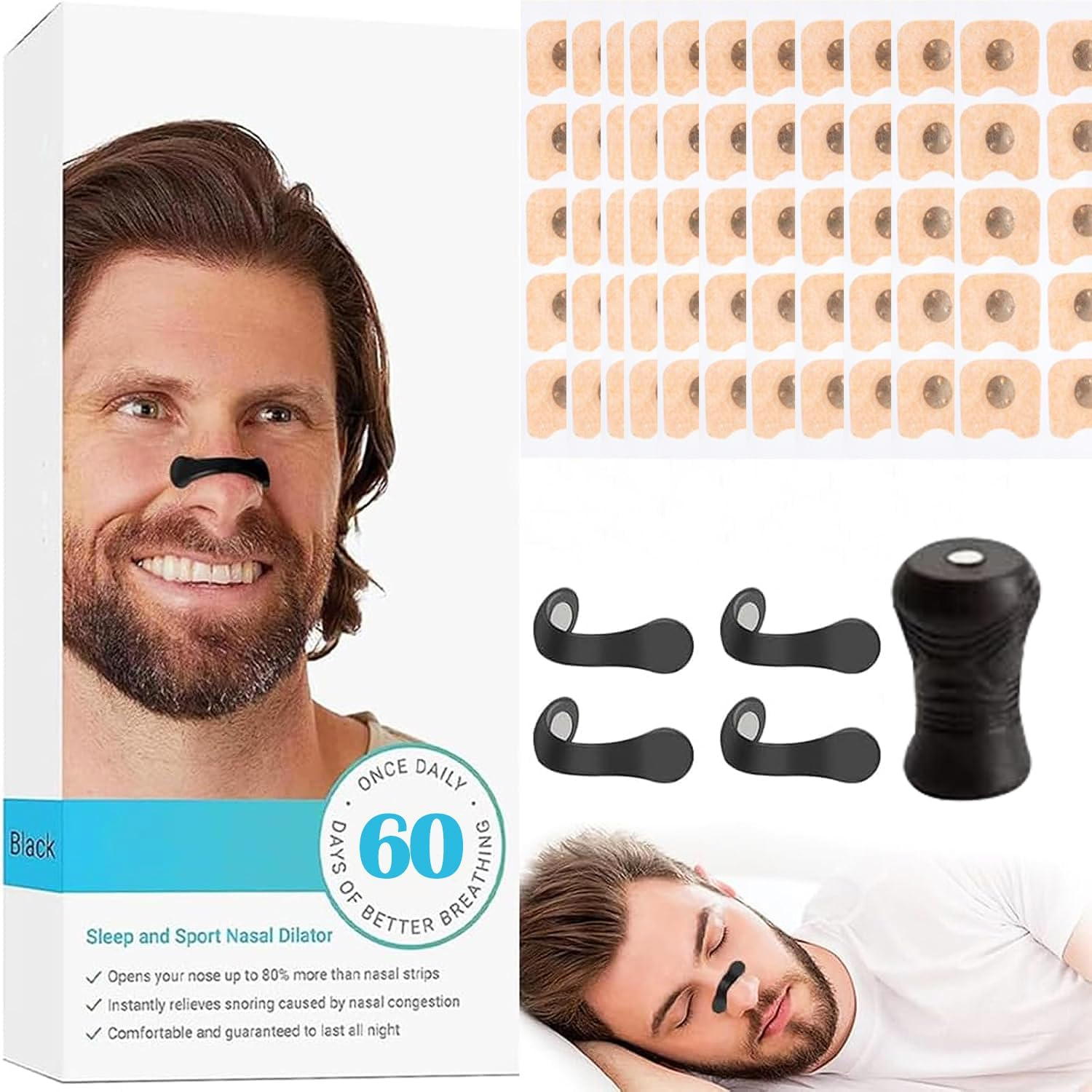 120Pcs Breathe Magnetic Nasal Strip anti Snoring Breathing Nasal Strips Sleep & Exercise Reduce Snoring Improve Oxygen Flow anti Snoring Nasal Strips for Men & Women image number 2