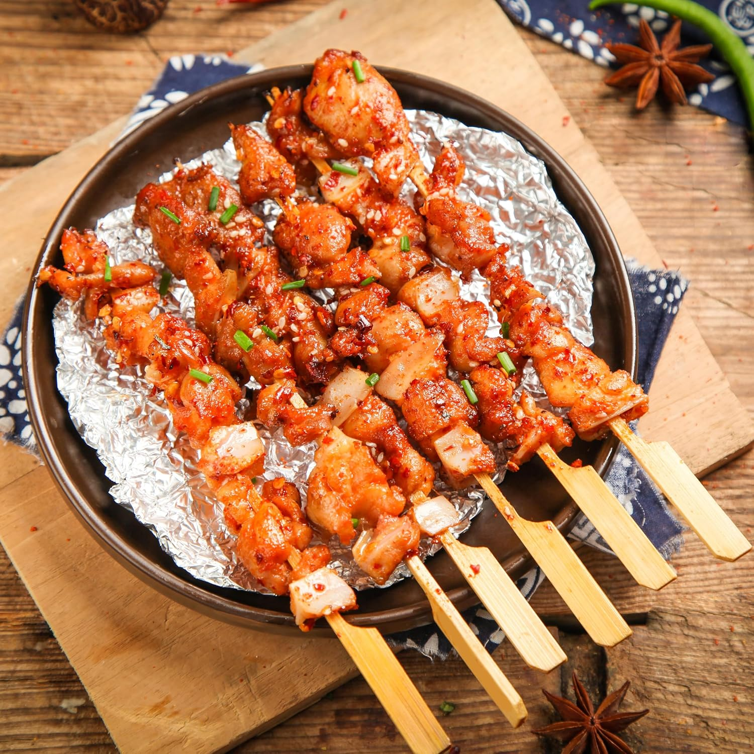 200 PCS Bamboo Skewers for Appetizers, Kabob Skewers, Skewers for Grilling, Bamboo Sticks for Fruit Kabobs, Charcuterie Boards Accessories (8 Inch)