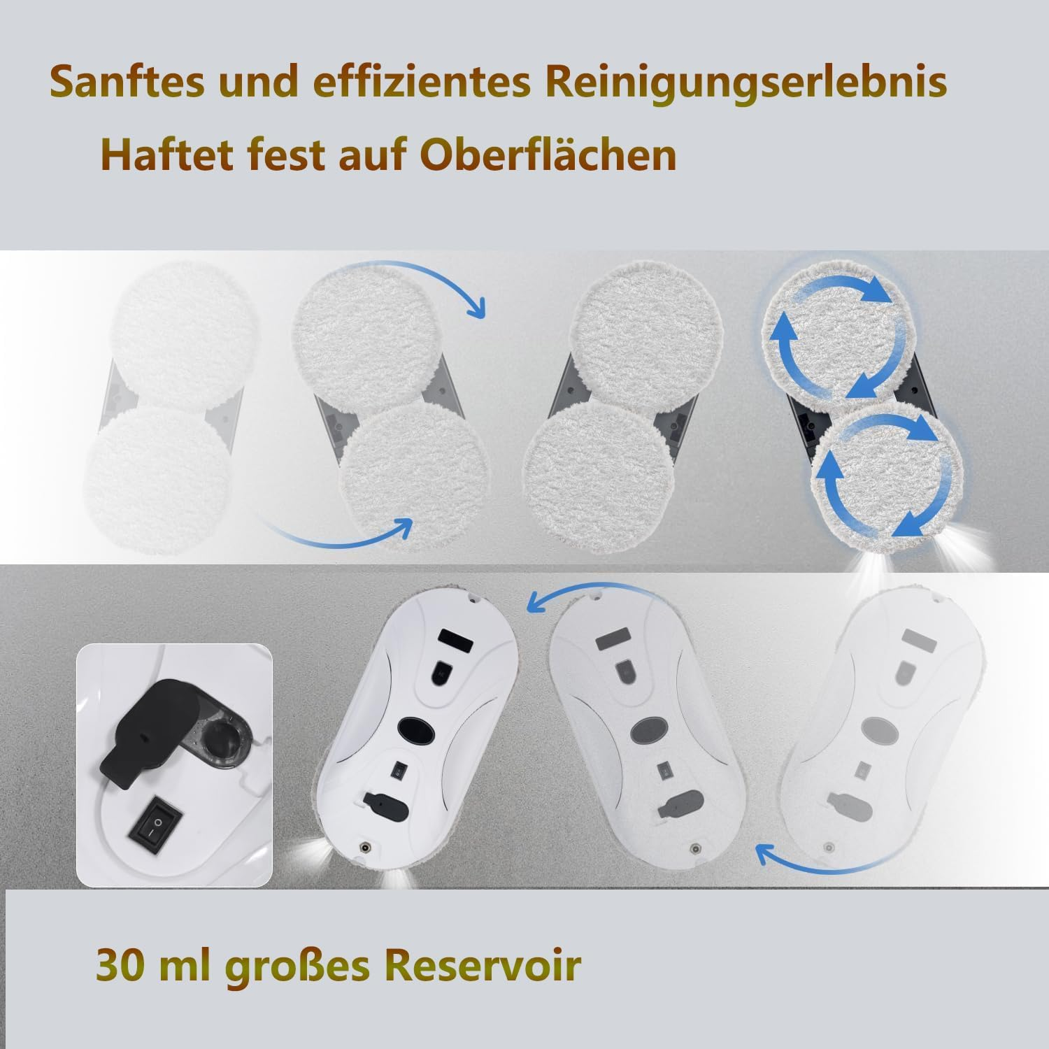 Window Cleaning Robot Automatic Window Cleaning Robot Window Robot with Water Jet, Window Cleaner Robot Electric Window Vacuum Cleaner 5600Pa Strong Suction Power for Large Outdoor Windows image number 5