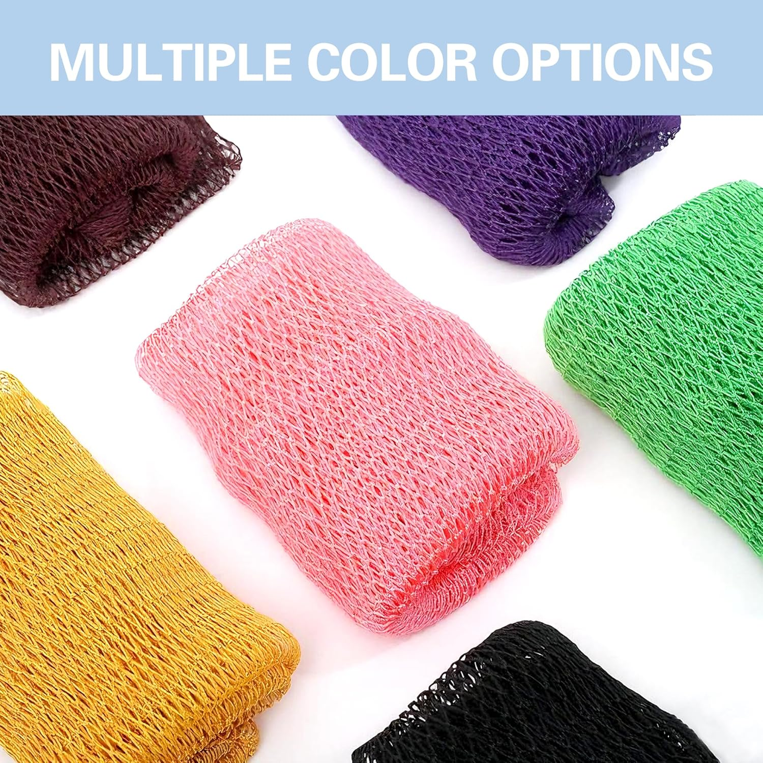 African Net Sponge Authentic 3 Pieces Exfoliating Body Scrubber African Net Sponge with Knots African Exfoliating Net Bath Sponge with Travel Bag (Black,Green,Blue) image number 5