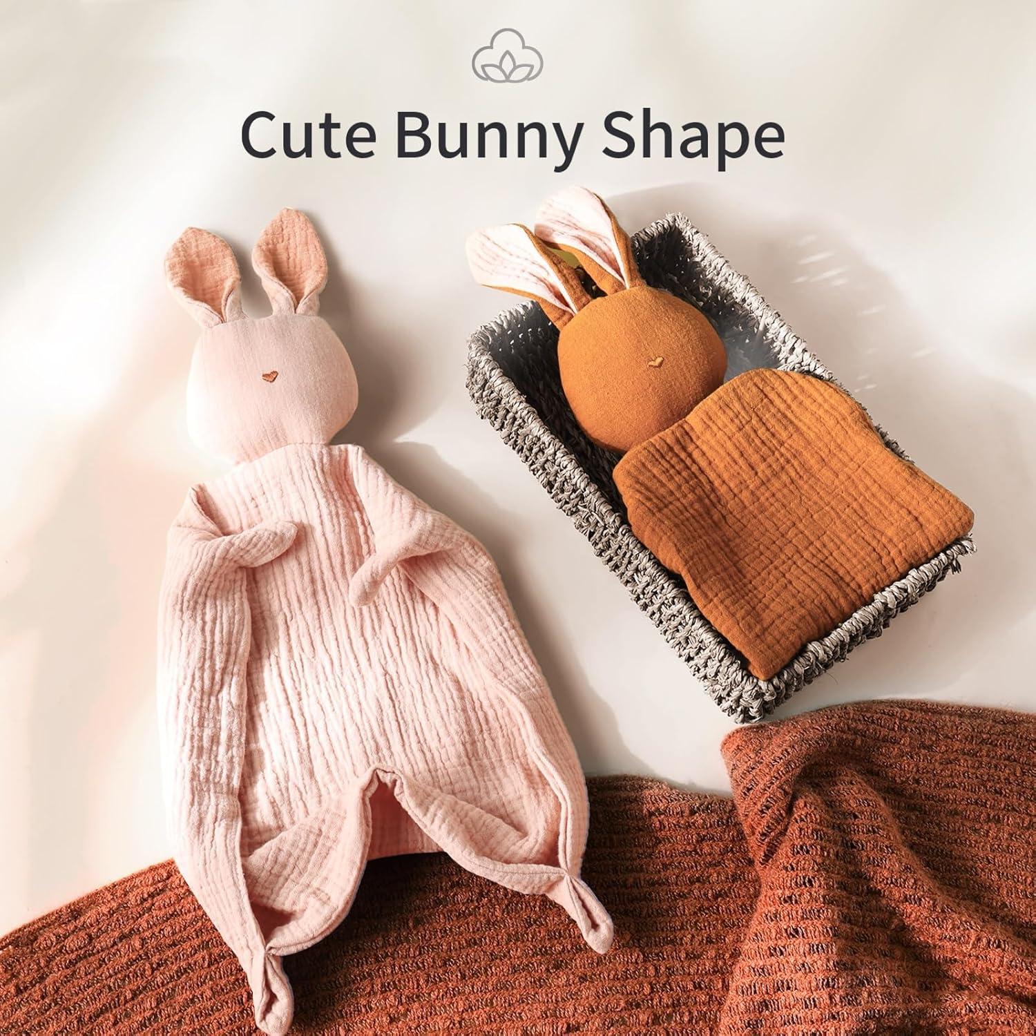 Insular Muslin Baby Lovey Security Blanket Soothing Towel (Khaki) image number 1