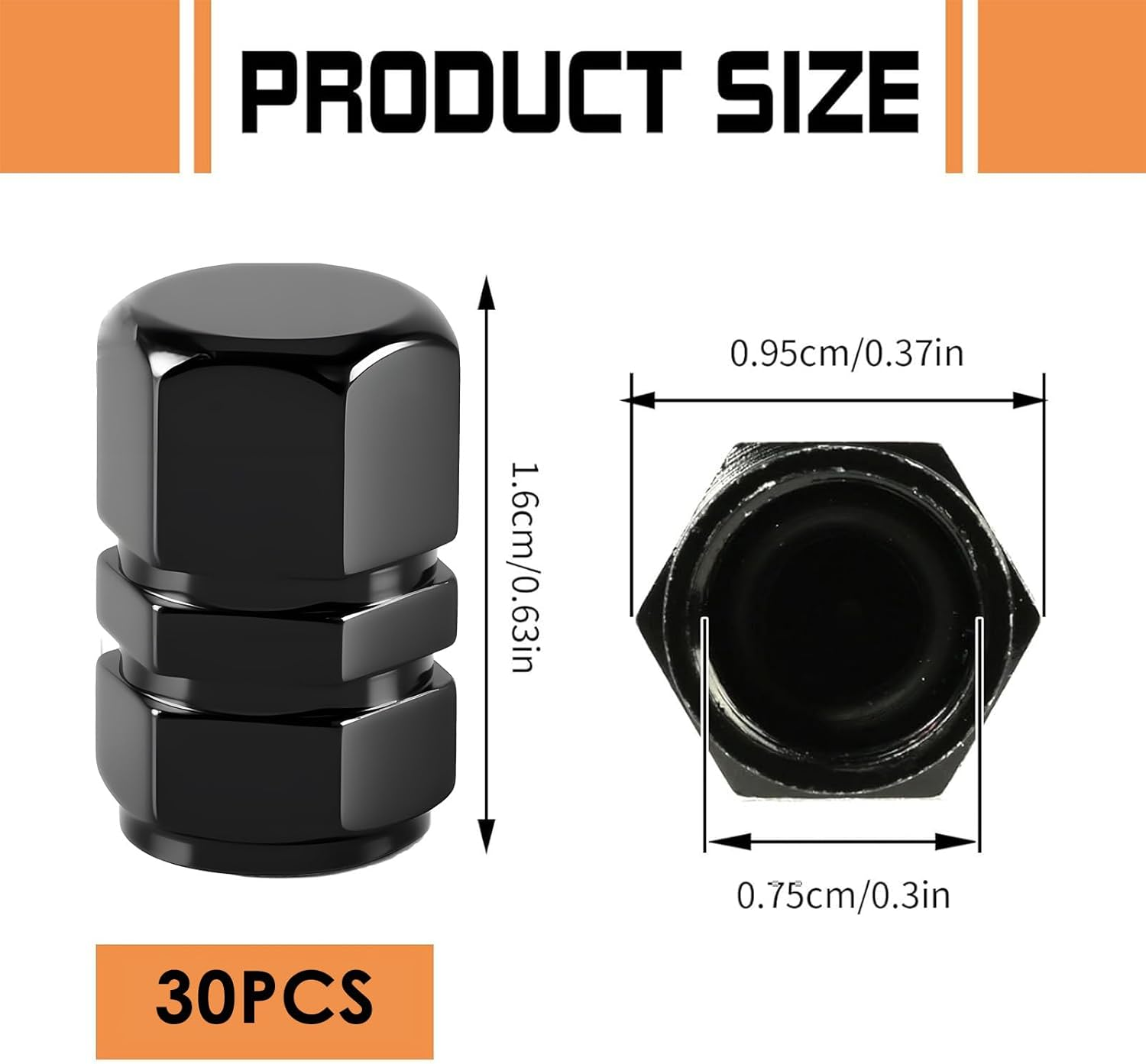30 Pcs Tyre Valve Caps and Gasket, Hexagon Aluminum Car Tyre Valve Caps Suitable for Car SUV Bike Motorcycle for Owner Group Enthusiast People Who Pay Attention to Driving Safety image number 4