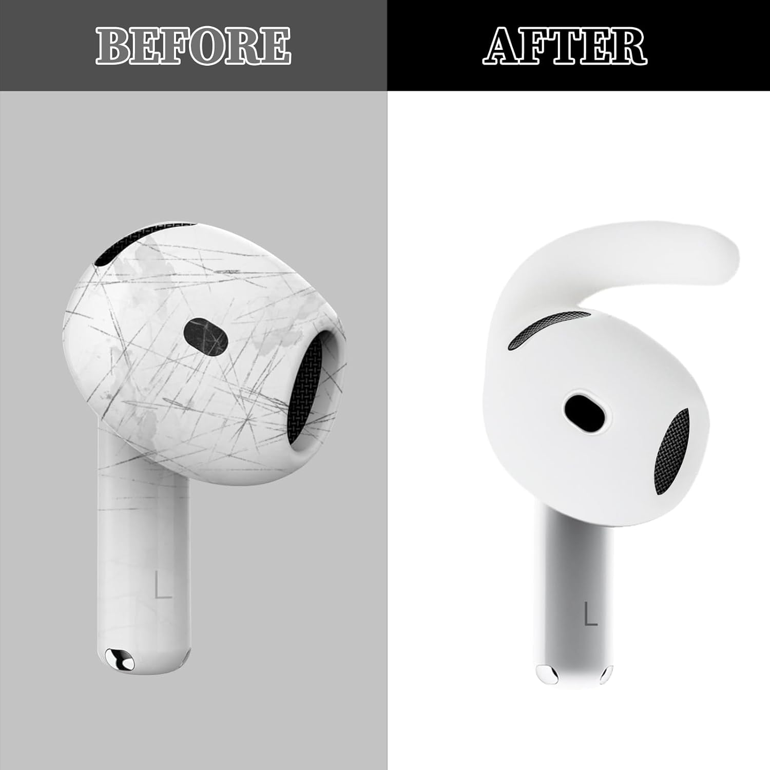 Ear Hooks for Airpods 4 (2024) [Added Storage Pouch] 4 Pairs Anti-Slip Ear Covers Silicone Accessories Compatible with Airpods 4Th Generation(White) image number 6