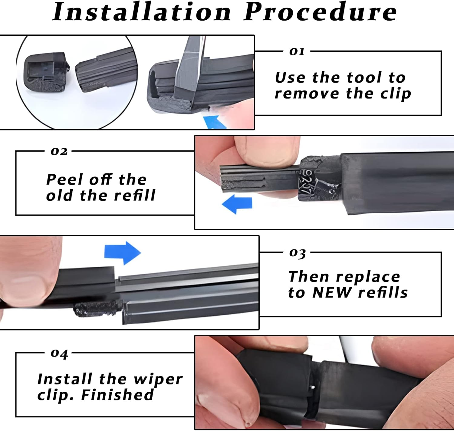 4 Pack Windshield Wiper Blades Refills, DIY Adjustable Car Windscreen Wiper Rubber Strips, Frameless Window Boneless Insert Silicone Strips, Car Accessories Universal for Car, Truck, SUV (25.59Inch) image number 5