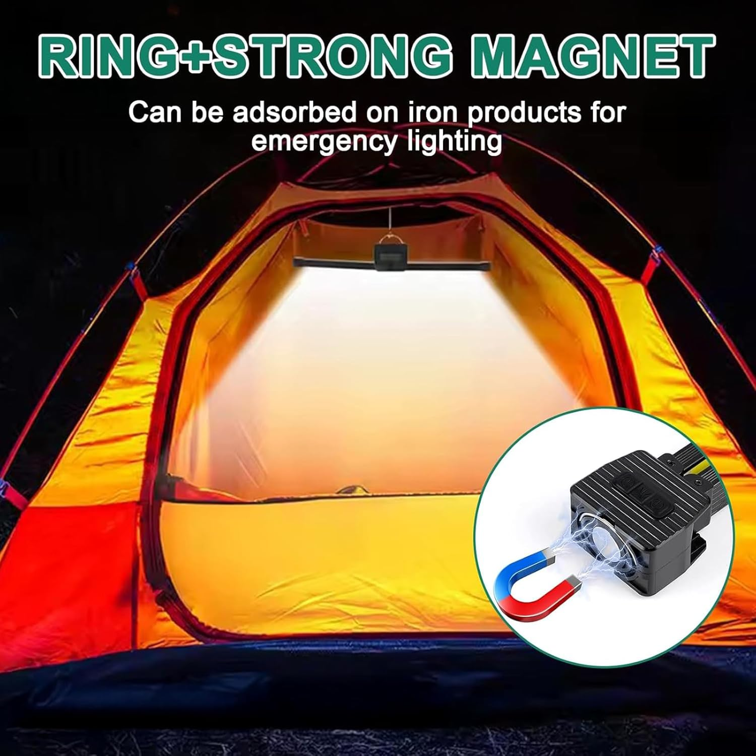 Gym Lamp, Portable Magnetic Work Light, USB Rechargeable LED Work Light with 7Th Gear Dimming, 180&deg; Rotate Foldable Hang Hook Camping Light, Flashlight Bar Hand Lamp for Car Repair image number 5