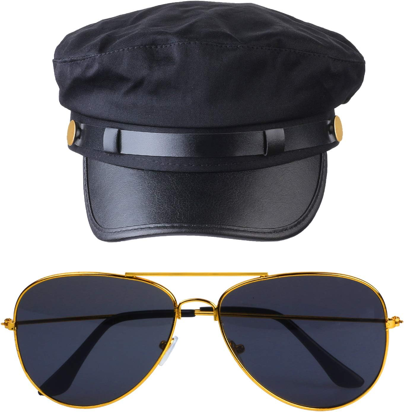 Beefunny Chauffeur Costume Limo Taxi Driver Hat Gloves Set - K image number 5