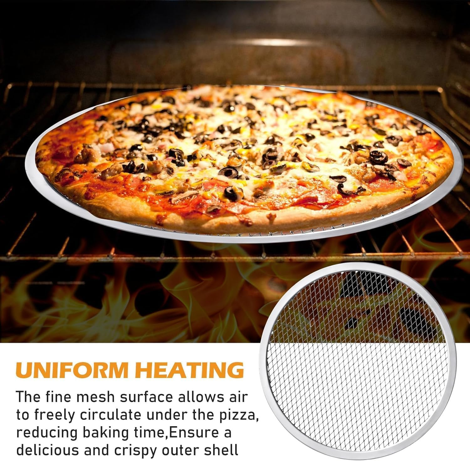 2 Pack 13 Inch Pizza Screen,Pizza Crisper Tray Non Stick Perfect Crust,Stainless Steel Mesh for Oven,Seamless,Rust Free,Durable Baking Trays for Crispy Crusts image number 5
