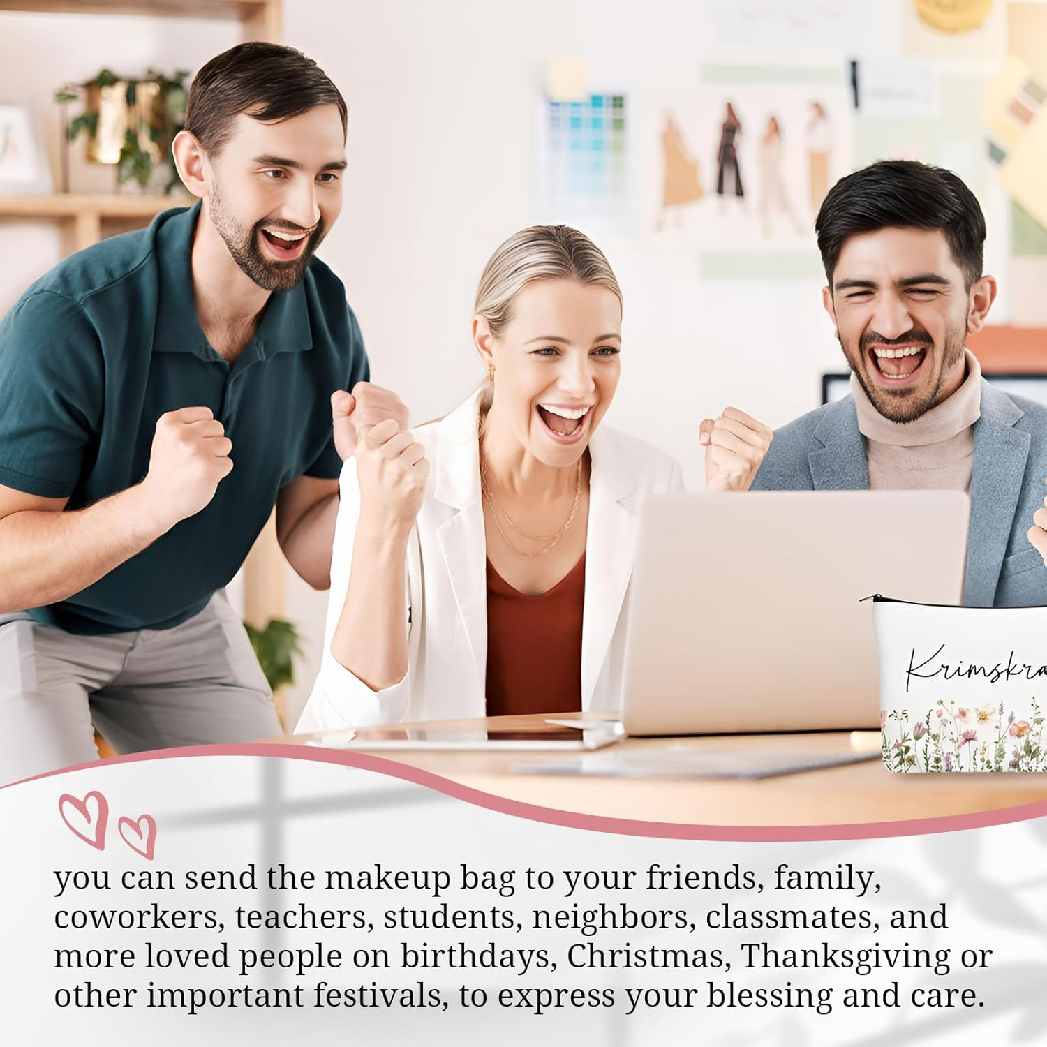 Geiserailie 3 Pieces Trousse De Maquillage Petite Trousse De Toilette Avec Inscription Zipp&eacute;e Portefeuille De Voyage Pour Femmes Et Filles, Flowers, Flowers image number 1