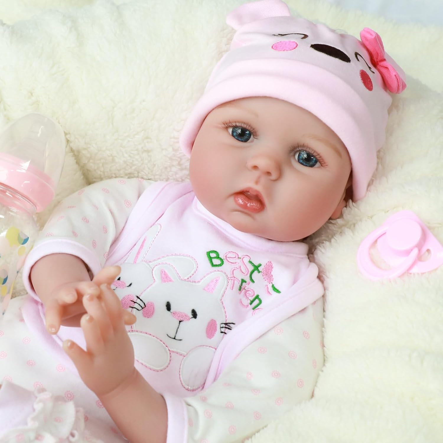 Reborn Baby Doll Girl, 22 Inch Soft Weighted Body, Cute Lifelike Handmade Silicone Doll - Olivia image number 6