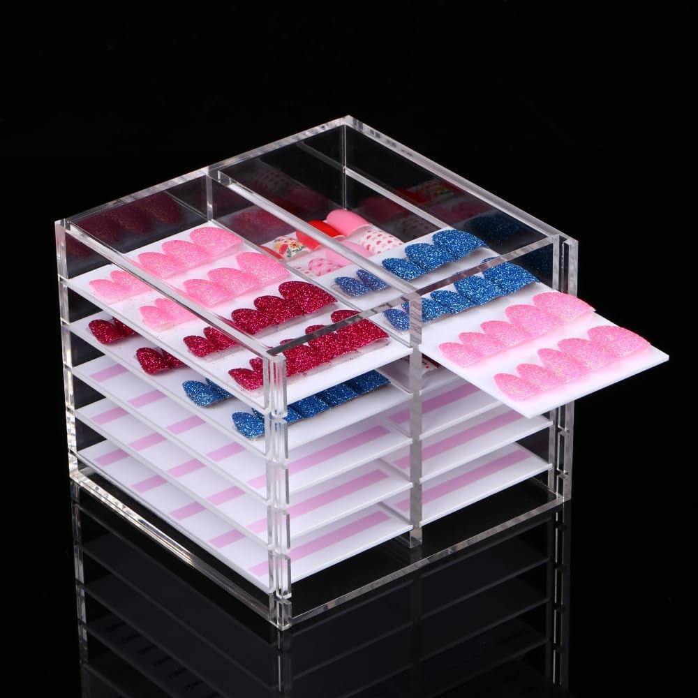 10 Layers Acrylic Nail Storage Organizer, Cosmetic Makeup Container Box, Clear Case Cabinet Display Used for Nail Storage and Nail Salons (10 Layers Type B) image number 5