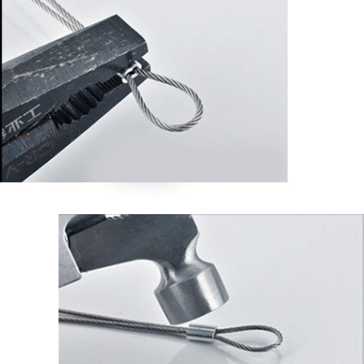 100 Pcs Aluminum Crimping Loop Sleeve Clips, Aluminum Sleeves Clip Fittings with Double Ferrules, Aluminium Ferrules for Wire Rope, Cable Crimps, Silver (2 Mm/0.079Inch) image number 4