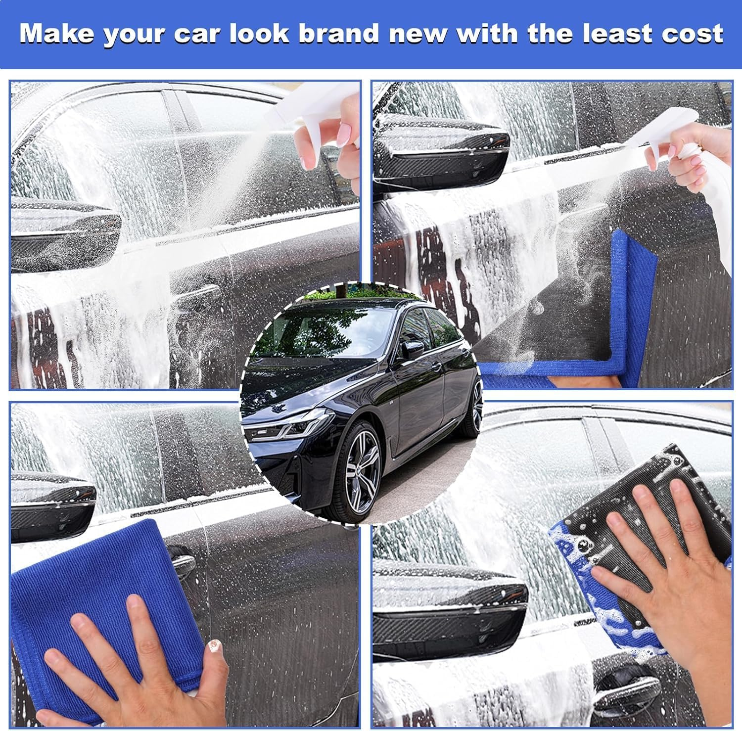 Car Clay Bar Towel Cloth, Car Clay Decontamination Mitt Towel, 2-Piece Set, Auto Care Clays Mitt Towel, Reusable Vehicle Washing Clays Towels Polishing Rags for Cars image number 5