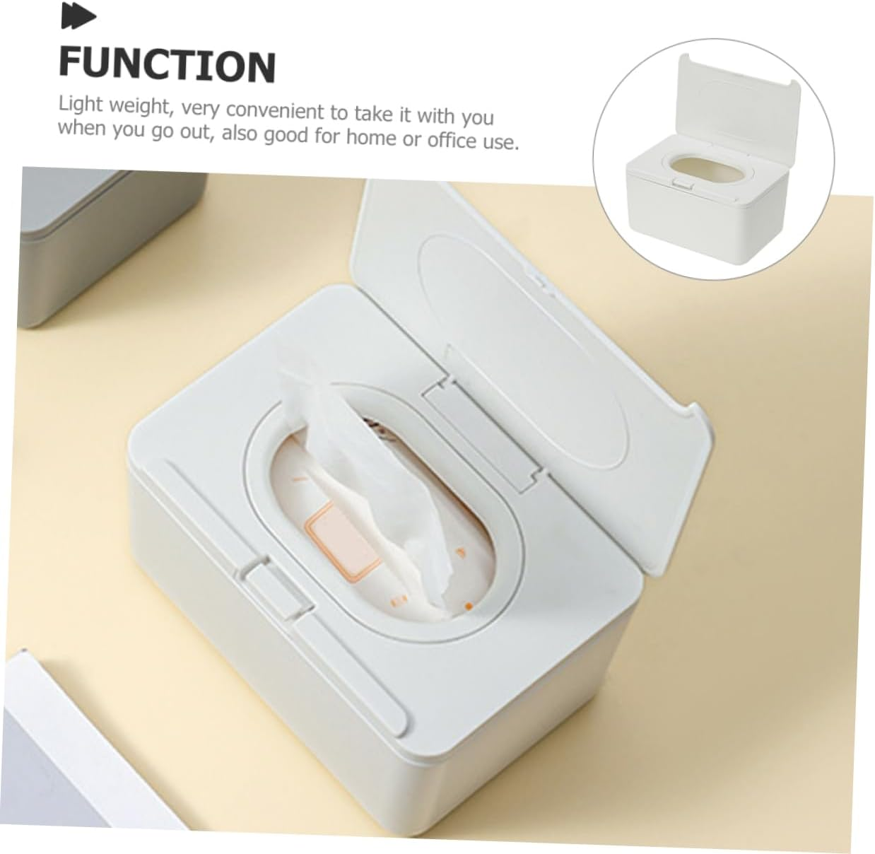 Ciieeo Wipes Dispenser Tissue Box Cover Plastic Wipe Holder Refillable Storage Case Portable for Home and Travel White image number 3