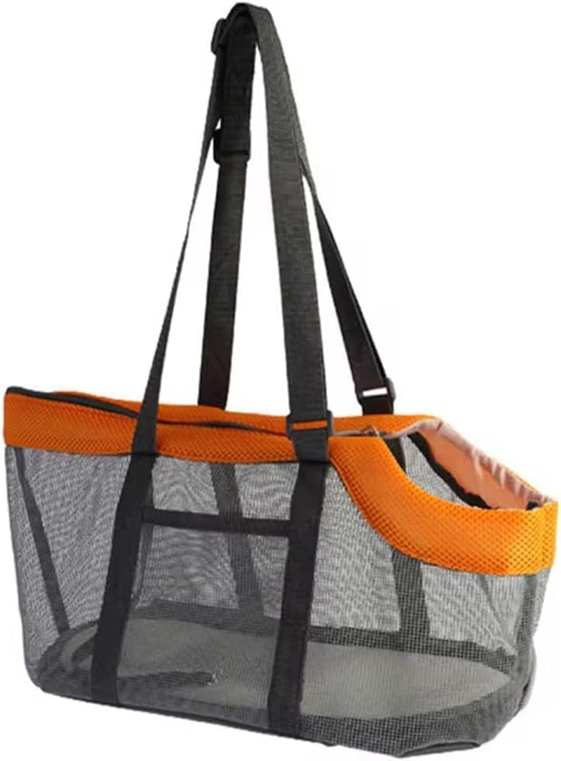 Coehaopike Large Capacity Pet Carrier&ndash;Breathable Mesh Portable Dog Bag, Adjustable Shoulder Strap, Safety Buckle, Foldable, Easy to Clean, 14.96X12.2In Inches(Gray Orange) image number 2