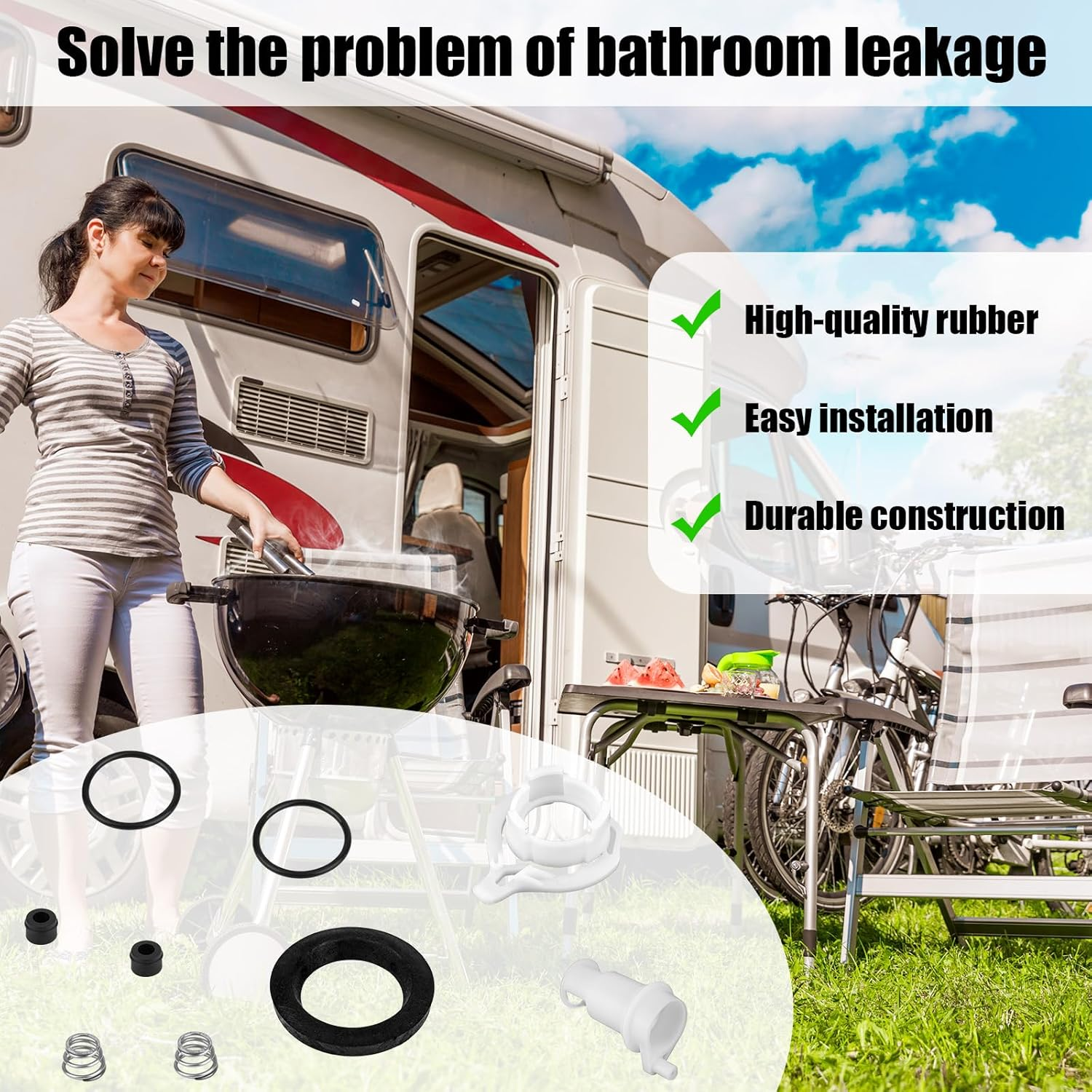 PEUTIER 42049 Water Valve Style II Kit for Thetford, RV Toilet Parts Include Water Valve Core Toilet Seals Spring Retainer Replacement Accessories for Aqua Magic Style II Toilets image number 4