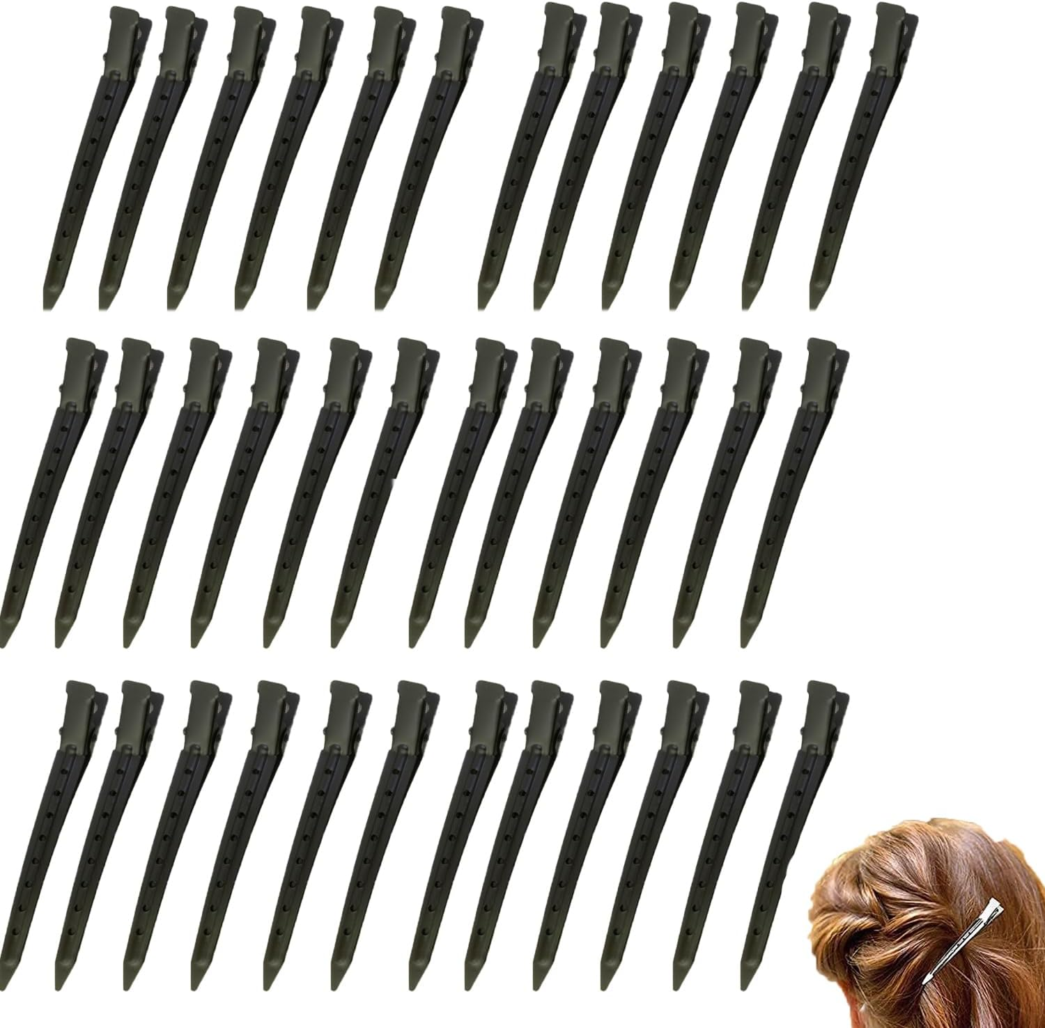 Roczential 36 Pieces of Metal Duckbill Hairpin, Stainless Steel Alligator Hair Clips, Makeup and Styling without Marks Hair Pins, Silver for Curly and Long Hair Styling Segments (Silvery)