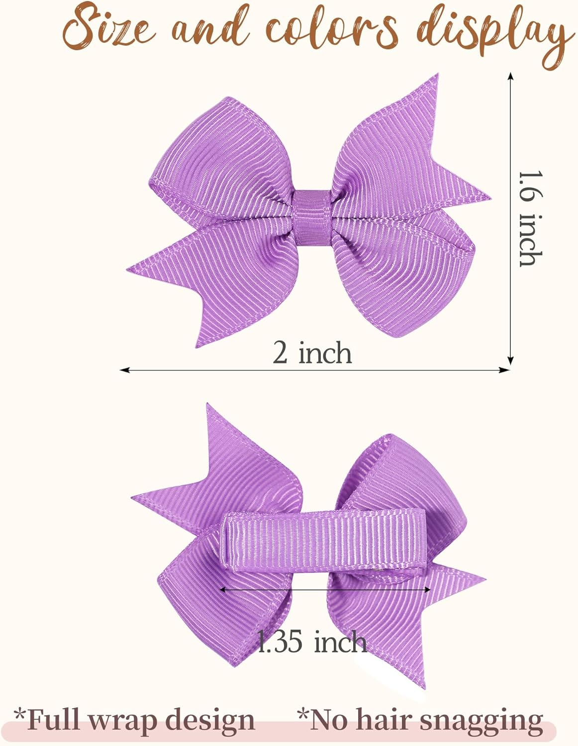 Doboi 50PCS 2'' Baby Hair Bows Clips Fully Lined Grosgrain Boutique Solid Ribbon Mini Bows for Girls Teens Infants Kids Toddlers Newborn by Doboi - Hair Bows-100Pcs image number 4