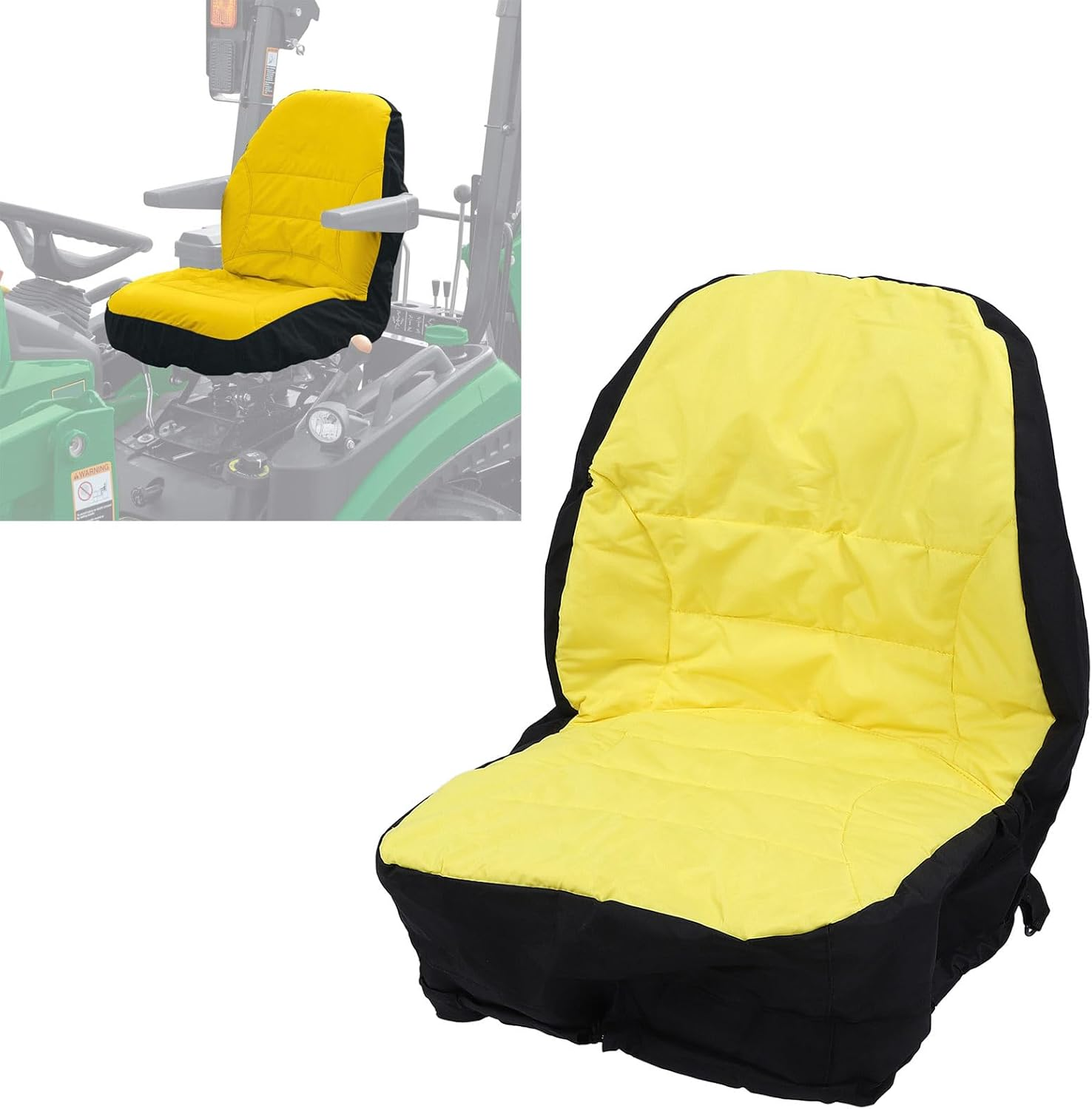 Tractor Seat Cover, LP95233 Water Proof Riding Lawn Mower Seat Cover, Compatible with John 3E 3R 4 M Series 1023E Tractor, Back up to 18In High, Oxford 300D Fabric image number 1