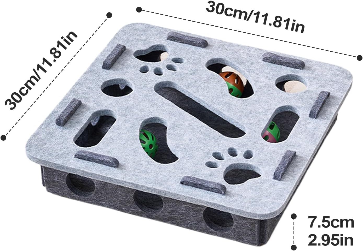 Qkbuza Puzzle Toys for Cats Felt Maze Game Box 30X30X7.5Cm Interactive Cat Puzzle Toy Treat Game Maze Toys for Brain Mental Stimulation, Slow Feeder for Indoor Kittens Small Breeds image number 3