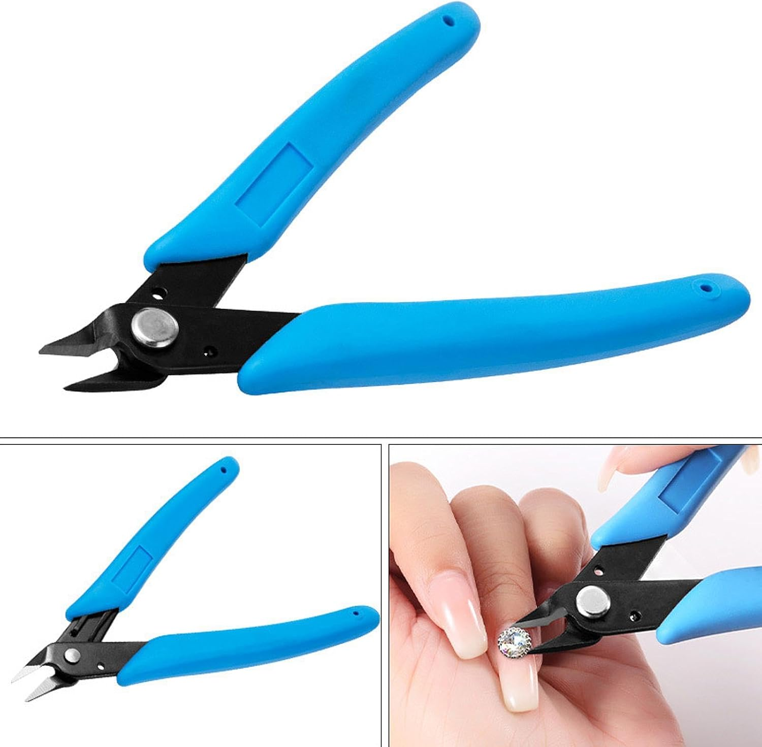 Eigell Nail Art Scissors Decoration Remover Rhinestone Remover Nippers for Manicure Accessory, Blue - Black image number 5
