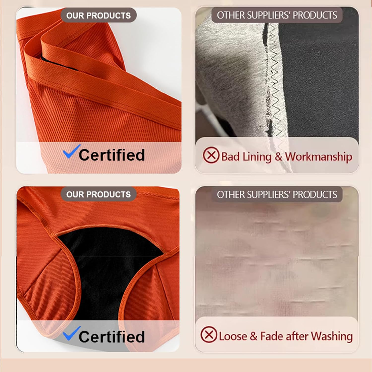 4 Pack Washable Period Pants for Girls Teens Women Incontinence Leakproof Menstrual Knickers Postpartum Underwear image number 1