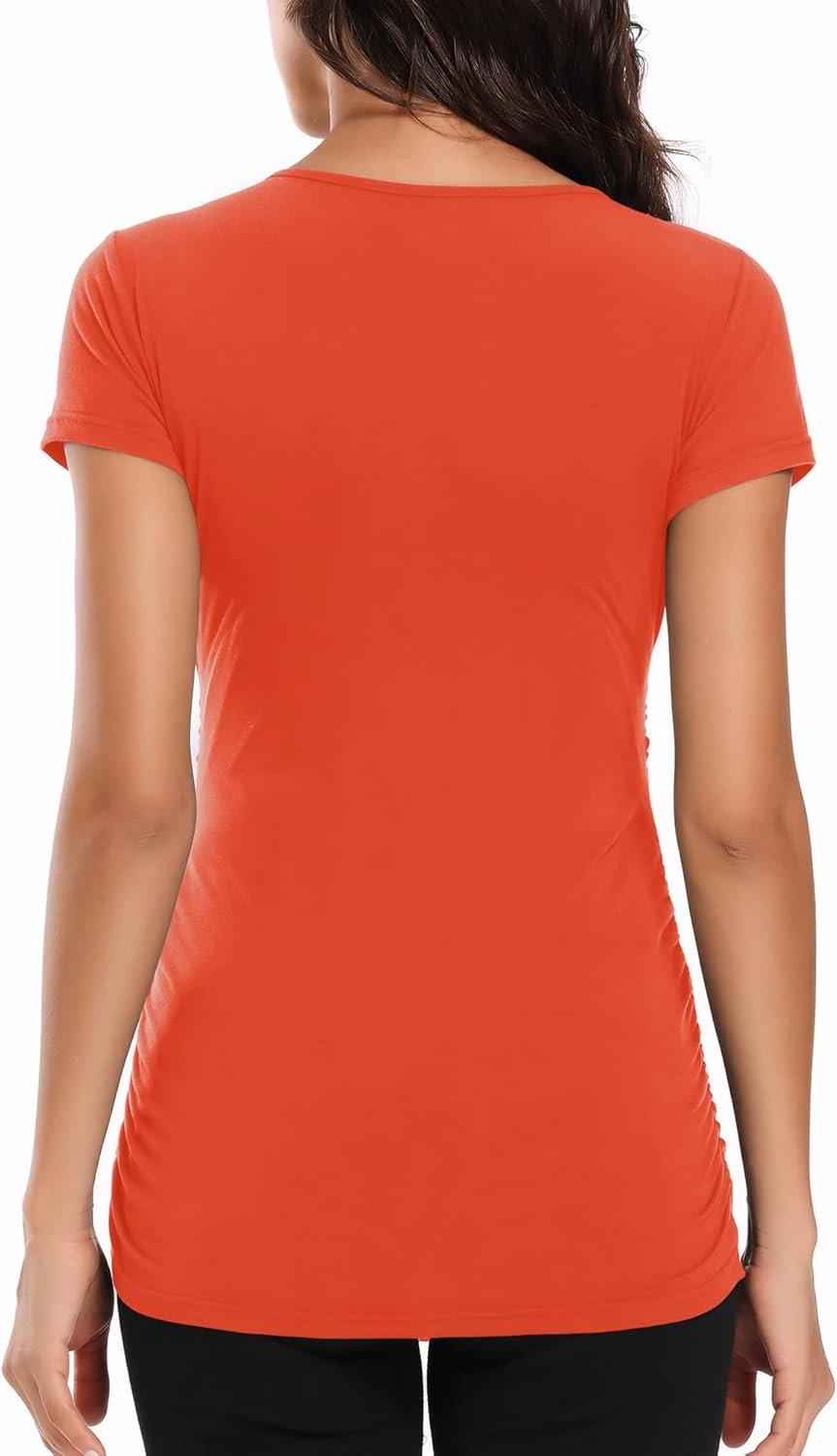 SEAUR V Neck Nursing Tops for Breastfeeding Short Sleeve Maternity Work Clothes Summer plus Size Friendly Pregnancy Tunic Tee image number 6