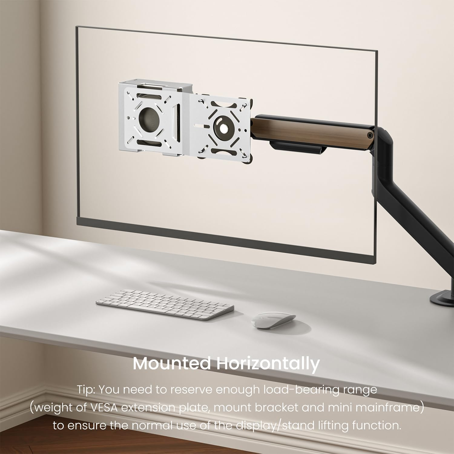 Fasgear VESA Mounting Bracket for Intel NUC Extension Plate Adapter with 100X100Mm and 75X75Mm Holes | Monitor Arm Conversion Kit Holder Compatible with VESA Pattern for Mini PC Mount(Silver) - Black image number 4