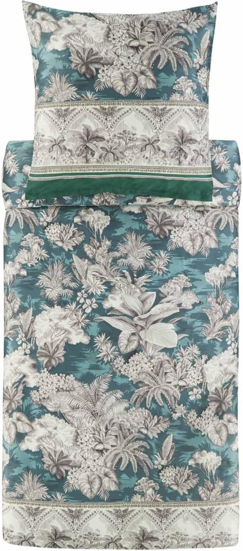 Bassetti BOBOLI 9329930 Bed Linen + 2 Pillowcases 100% Cotton Satin in Green V1 Dimensions: 200 X 200 Cm + 2 K 80 X 80 Cm image number 5