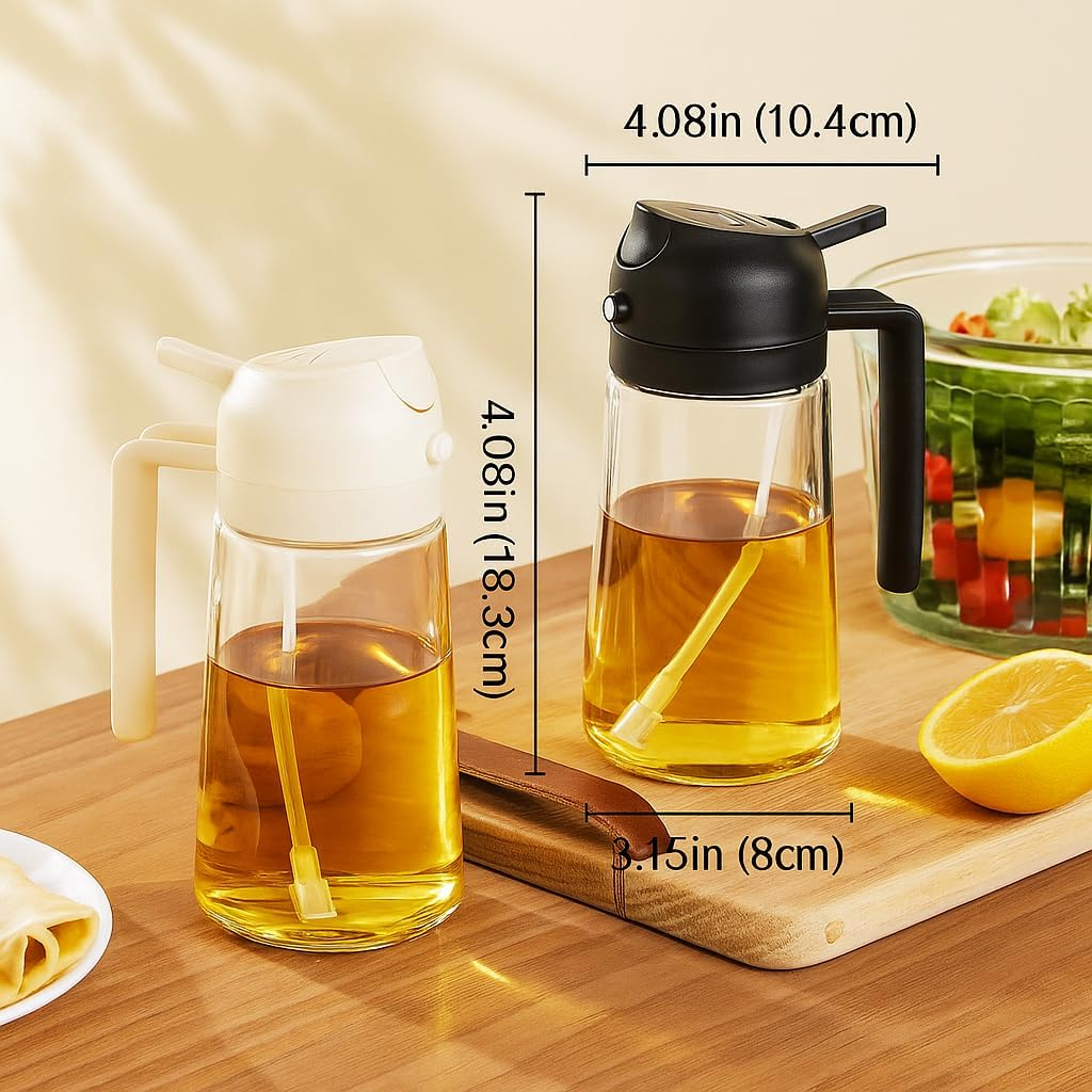 Beeny Oil Spray Bottle for Cooking &ndash; 470Ml Glass Olive Oil Mister with Fine Mist Nozzle &ndash; Refillable Kitchen Dispenser for Air Fryer, BBQ, Salad, Baking, Non-Aerosol, Bpa-Free image number 3