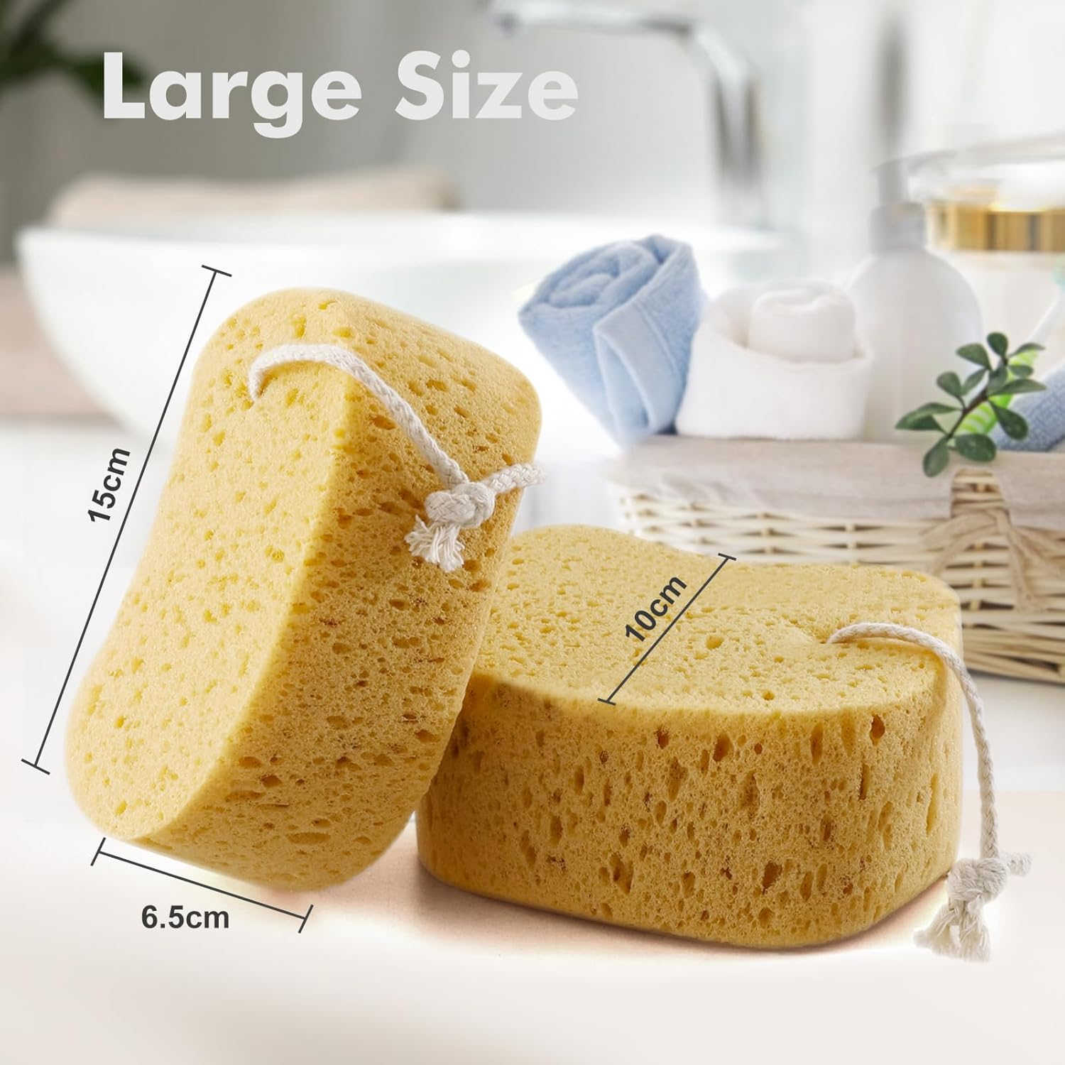 Sponges Shower, Exfoliating Bath Sponges for Adults, 2Pcs Body Scrub Sponge Dense Foam for Gentle & Deep Cleansing, Ultra-Soft for Sensitive Dry Skin image number 5