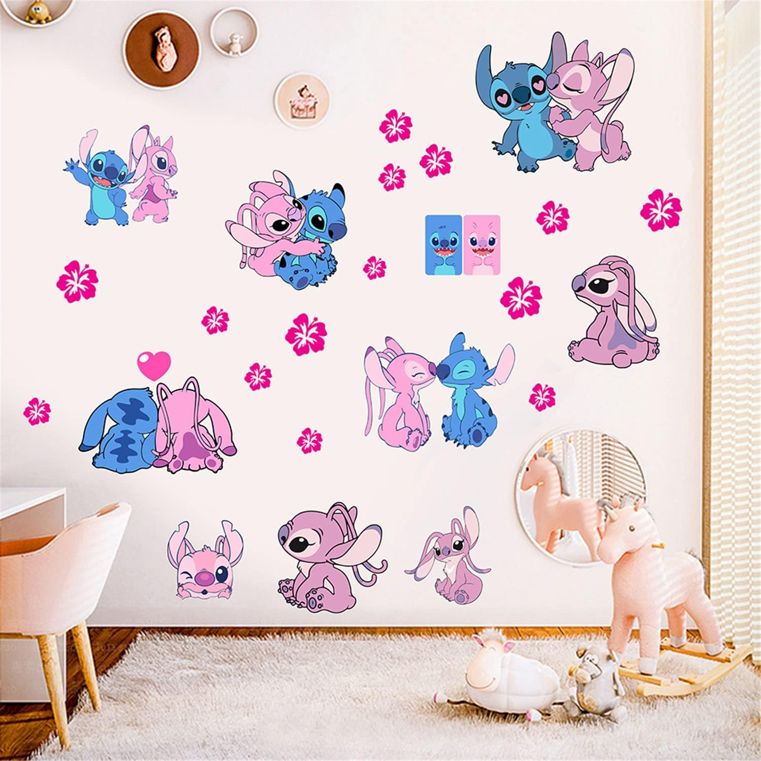 Lilo & Stitch Wall Stickers Cartoon Wall Decals Excellent Vinyl Wall Decor for Girls Room Living Room (Size 17.7 X 23.7 Inch)