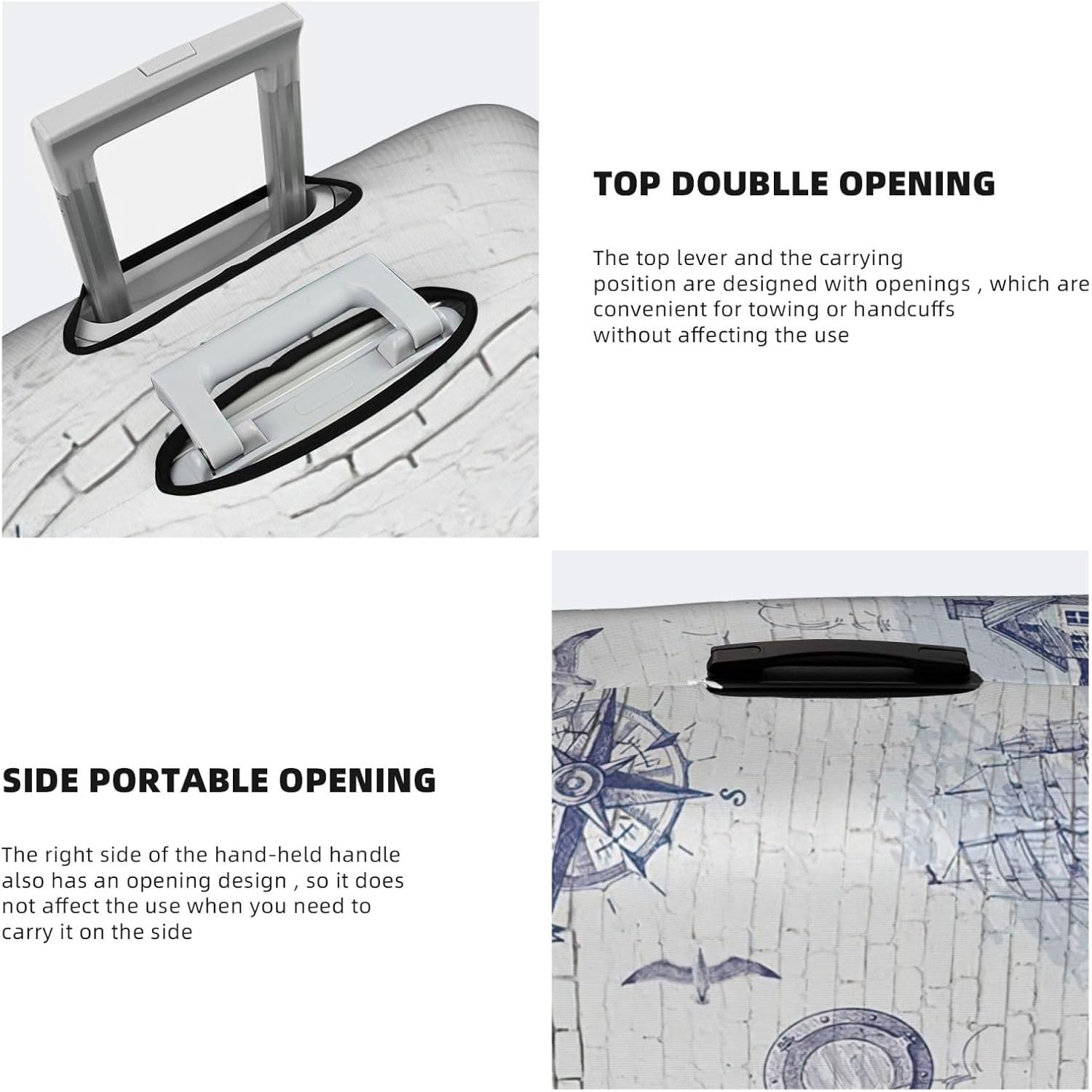 Odddot Sail Boat Nautical Compass Print Travel Luggage Cover,Suitcase Protector Cover, Washable Baggage Covers,For 18-32 Inch Luggage, Sail Boat Nautical Compass, X-Large