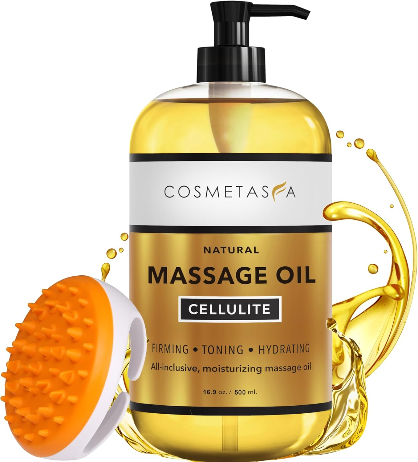 Cosmetasa anti Cellulite Massage Oil - 100% Natural Cellulite Treatment, Deeply Penetrates Skin to Break down Fat Tissue- Firms, Tones, Tightens & Moisturizes Skin 8.8 by (16.9 Oz, Set) image number 2